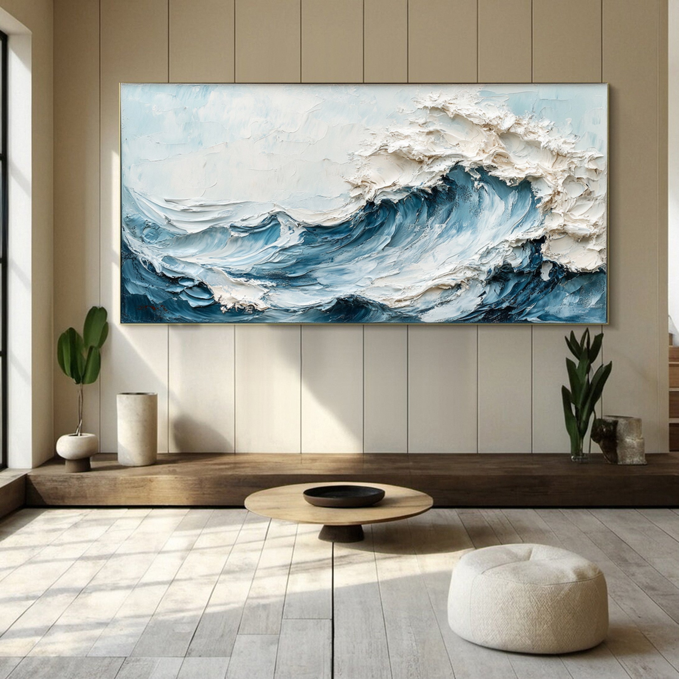 Ocean Fury: Textured Wave Canvas