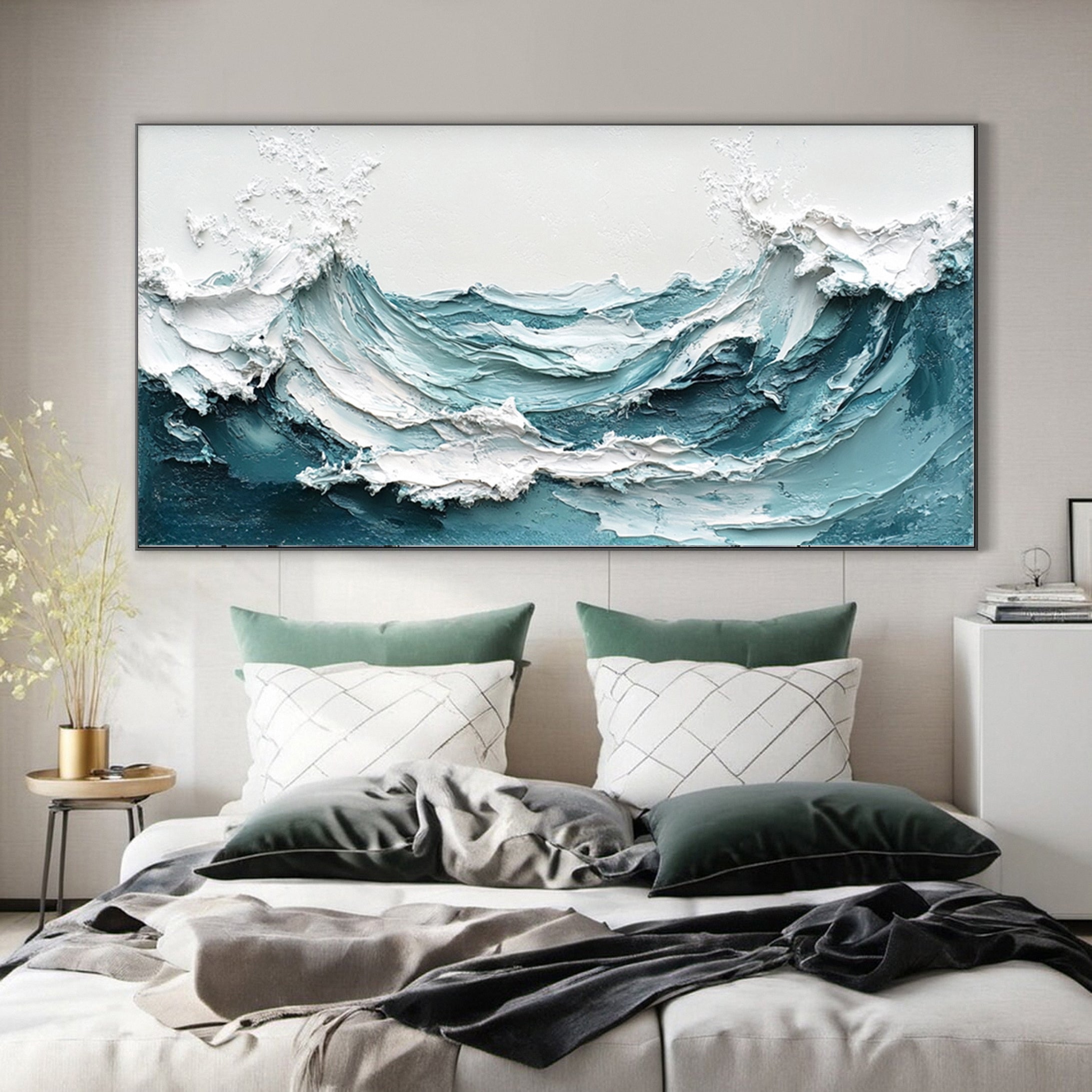 Tidal Surge: Textured Wave Canvas