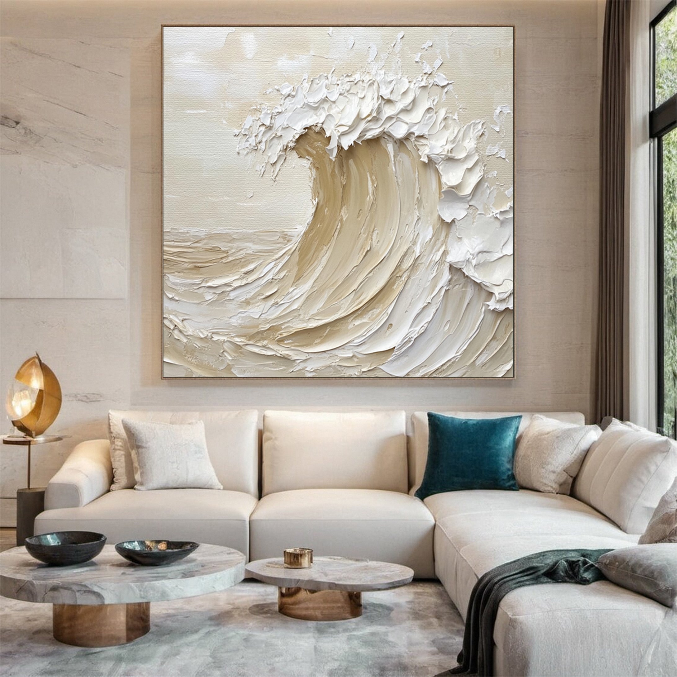 "Ivory Crest" Textured Wave Art