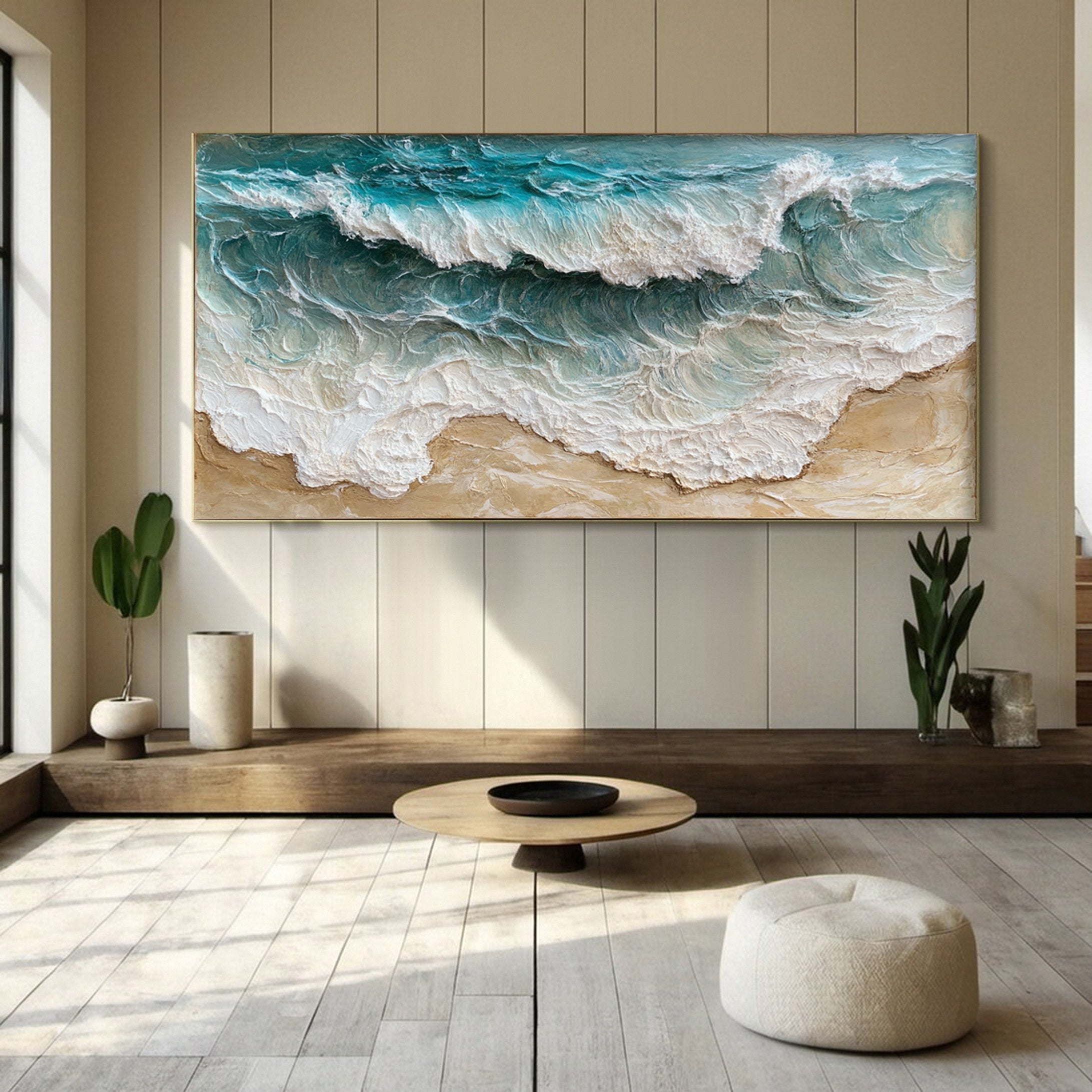 Shoreline Serenity: Wave Canvas Art