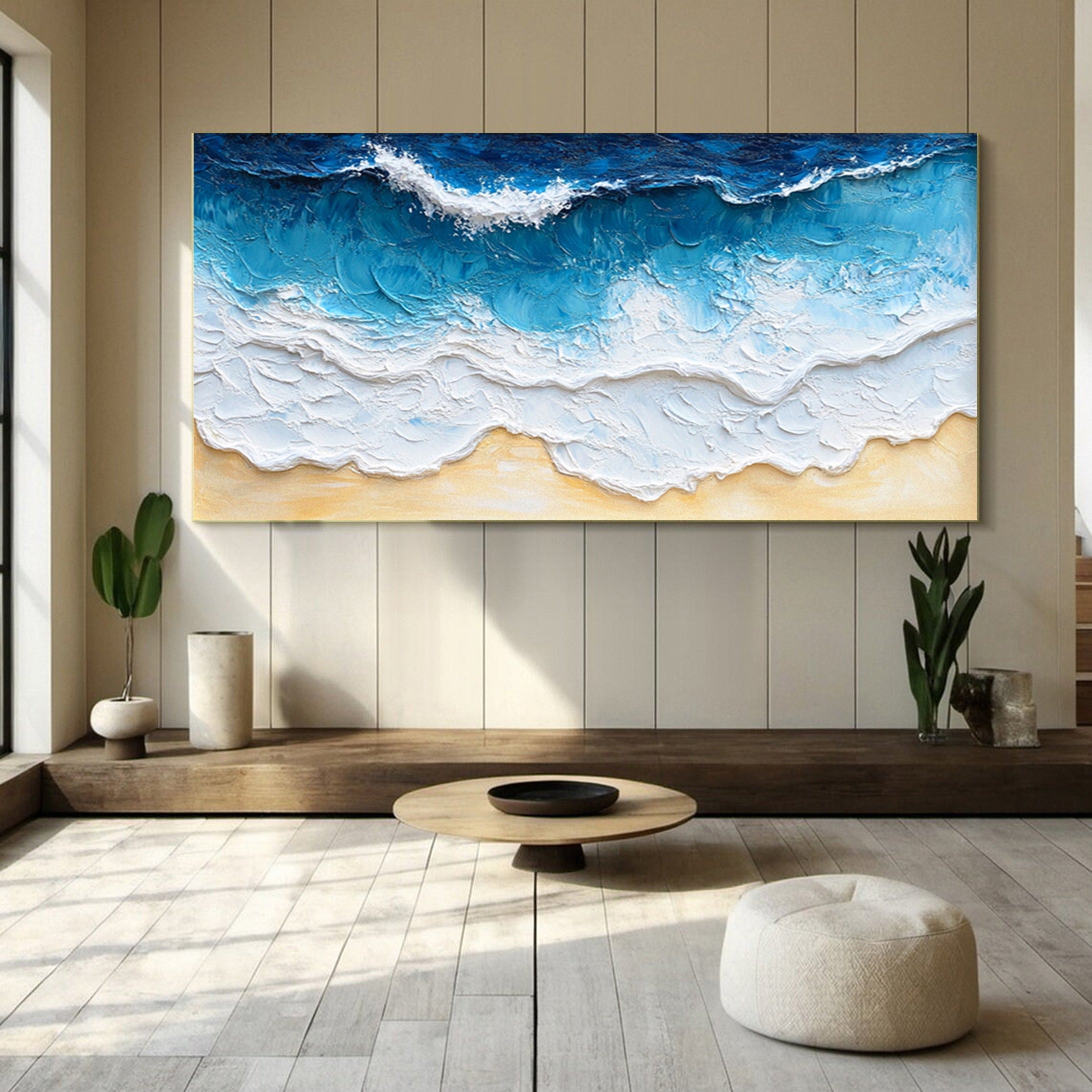 Golden Sands: Ocean Wave Art