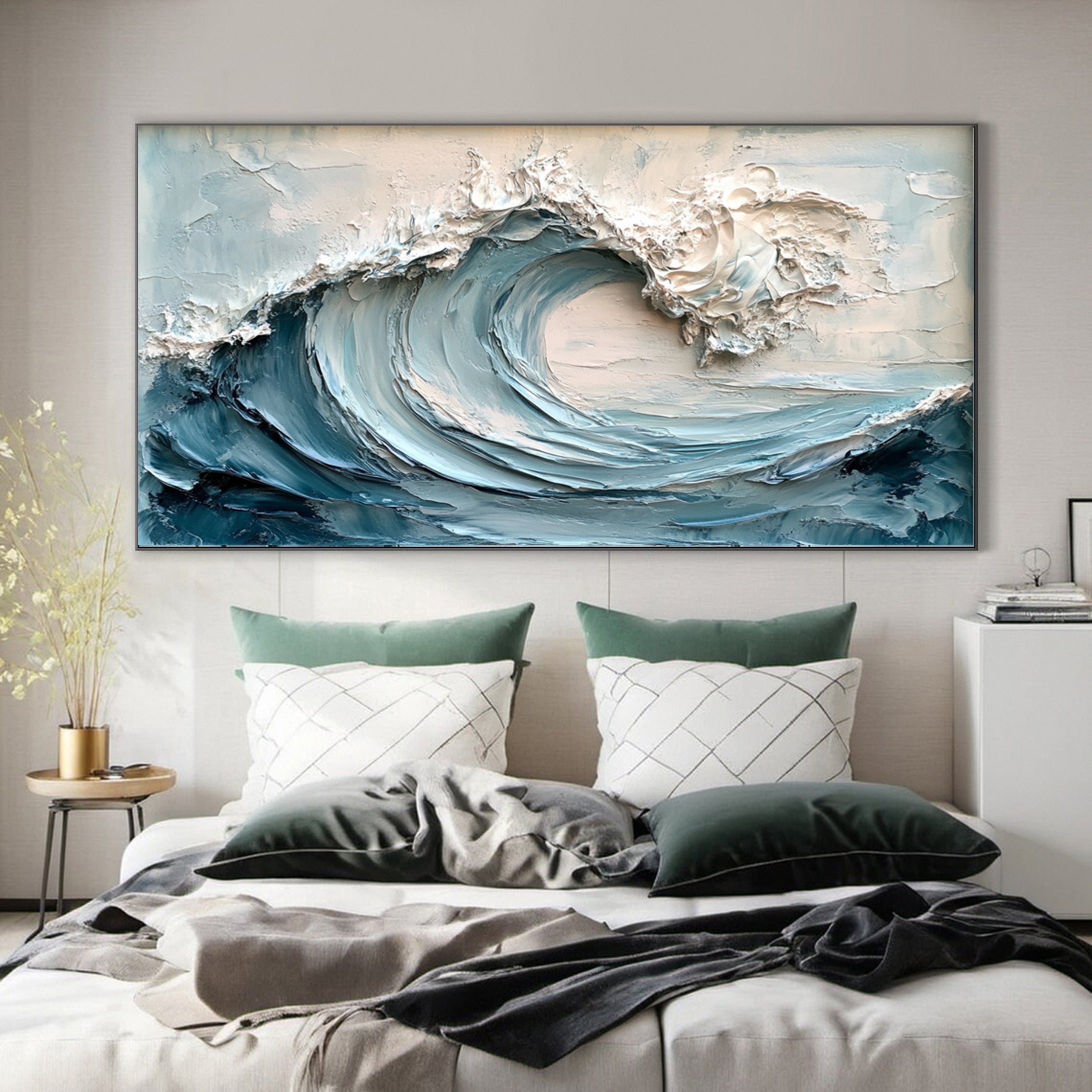 Wave Rush: Textured Ocean Canvas