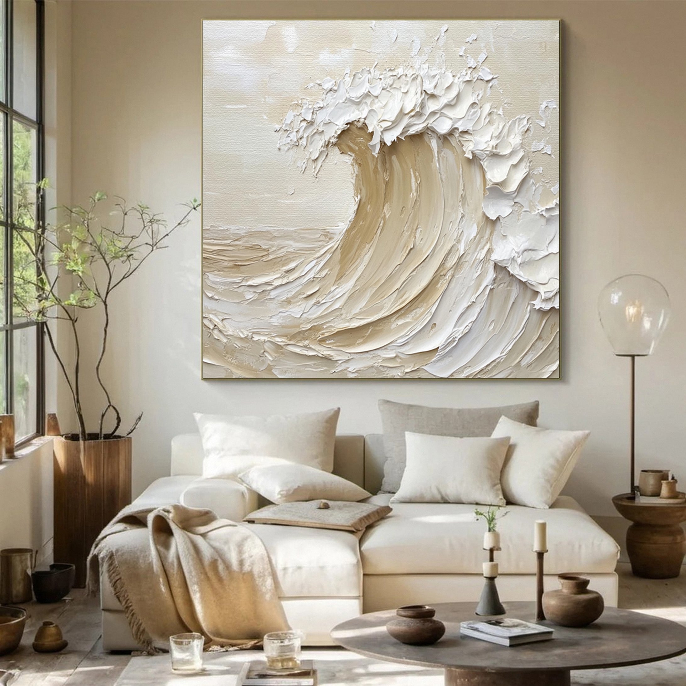 "Ivory Crest" Textured Wave Art