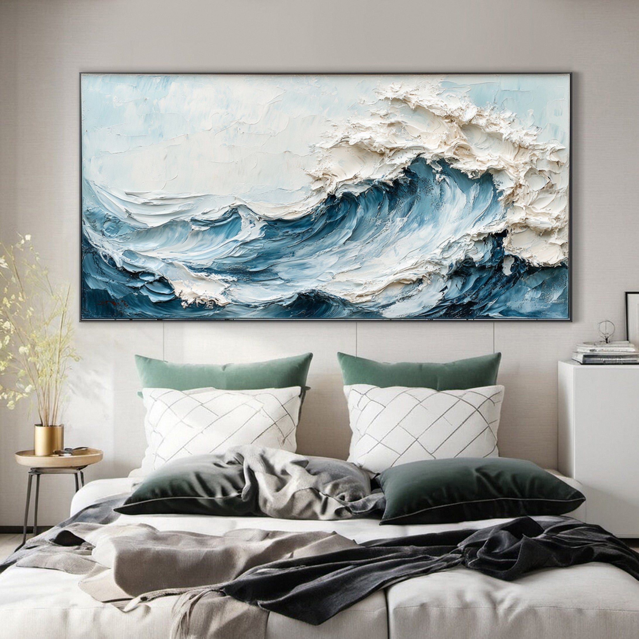 Ocean Fury: Textured Wave Canvas