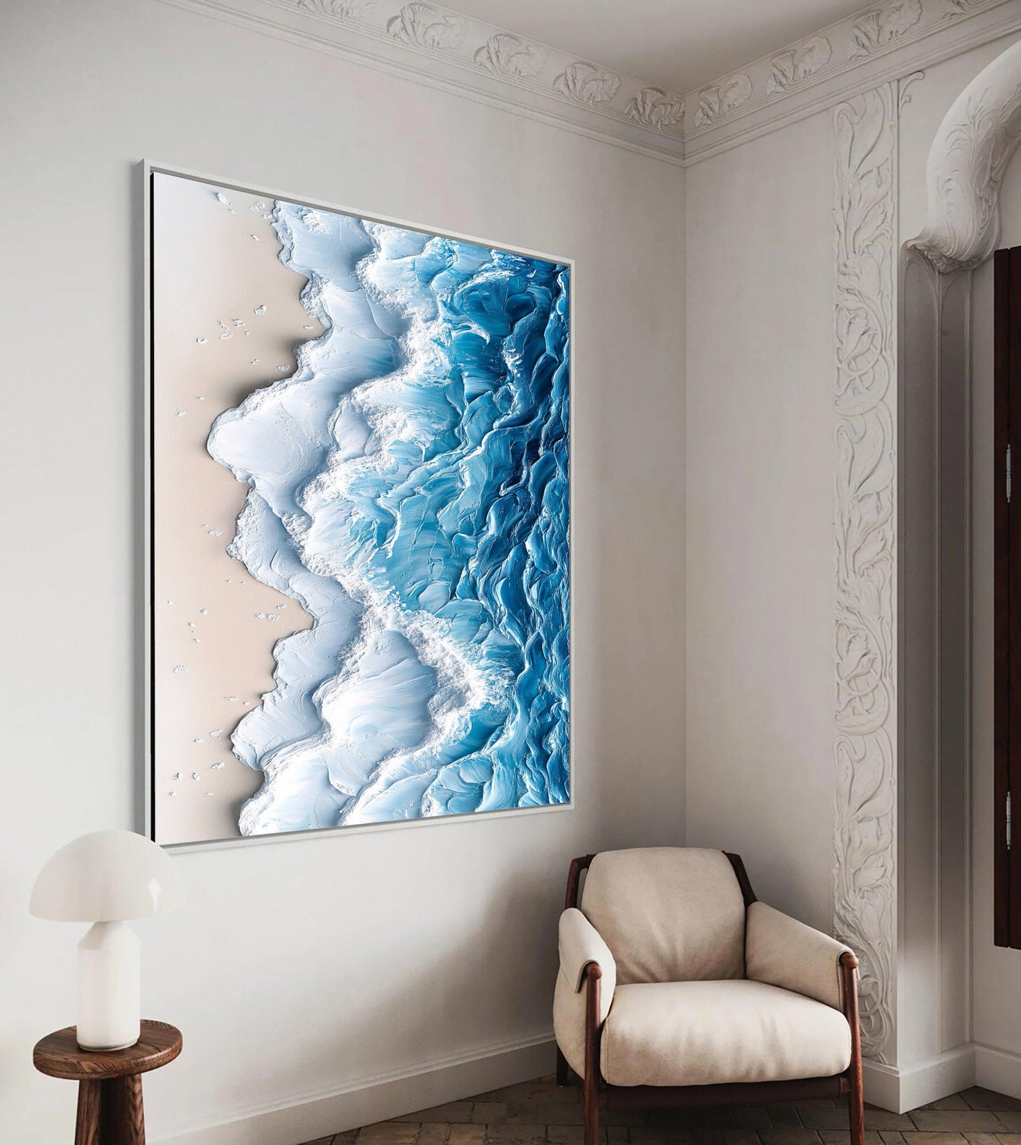 Azure Shoreline: Textured Coastal Art