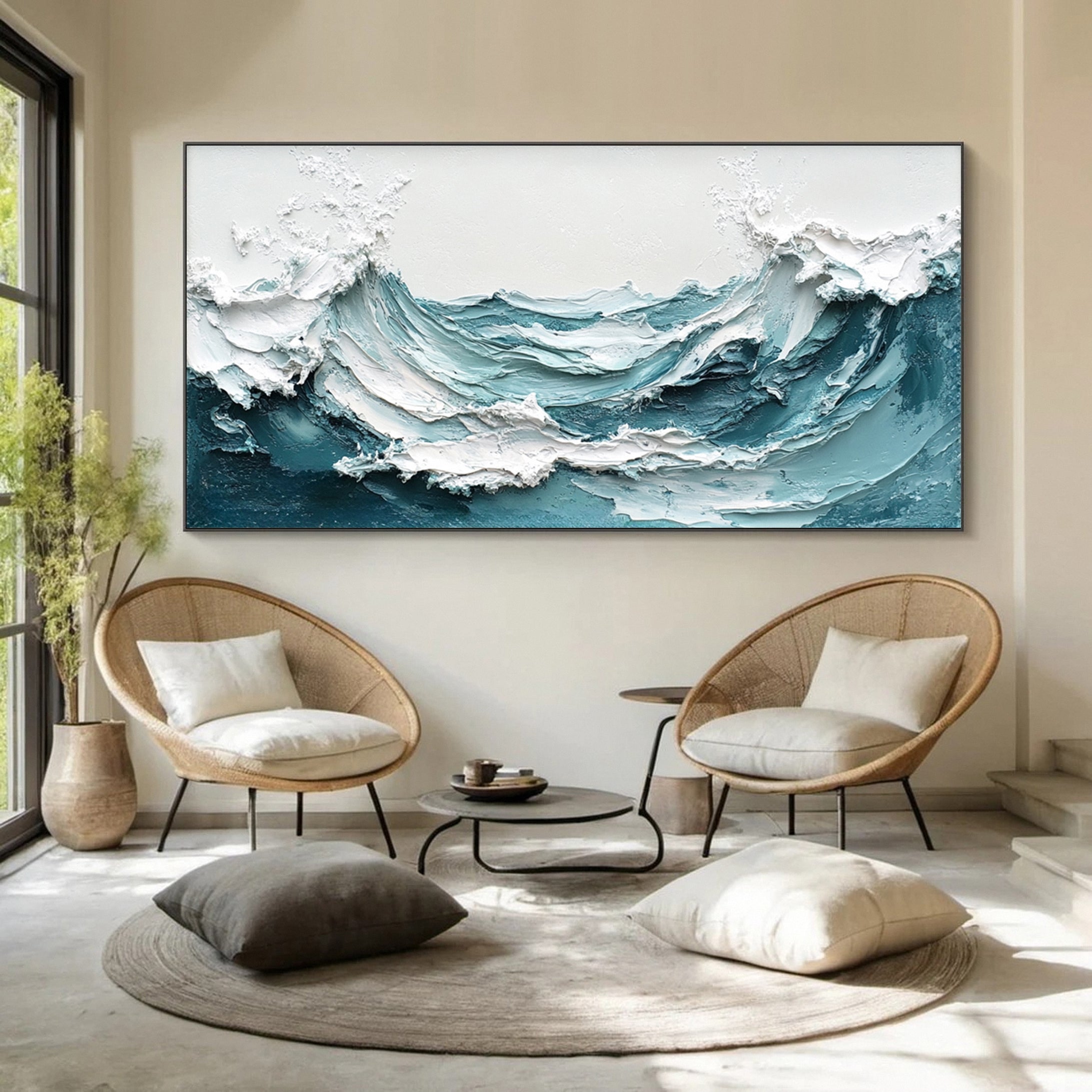 Tidal Surge: Textured Wave Canvas