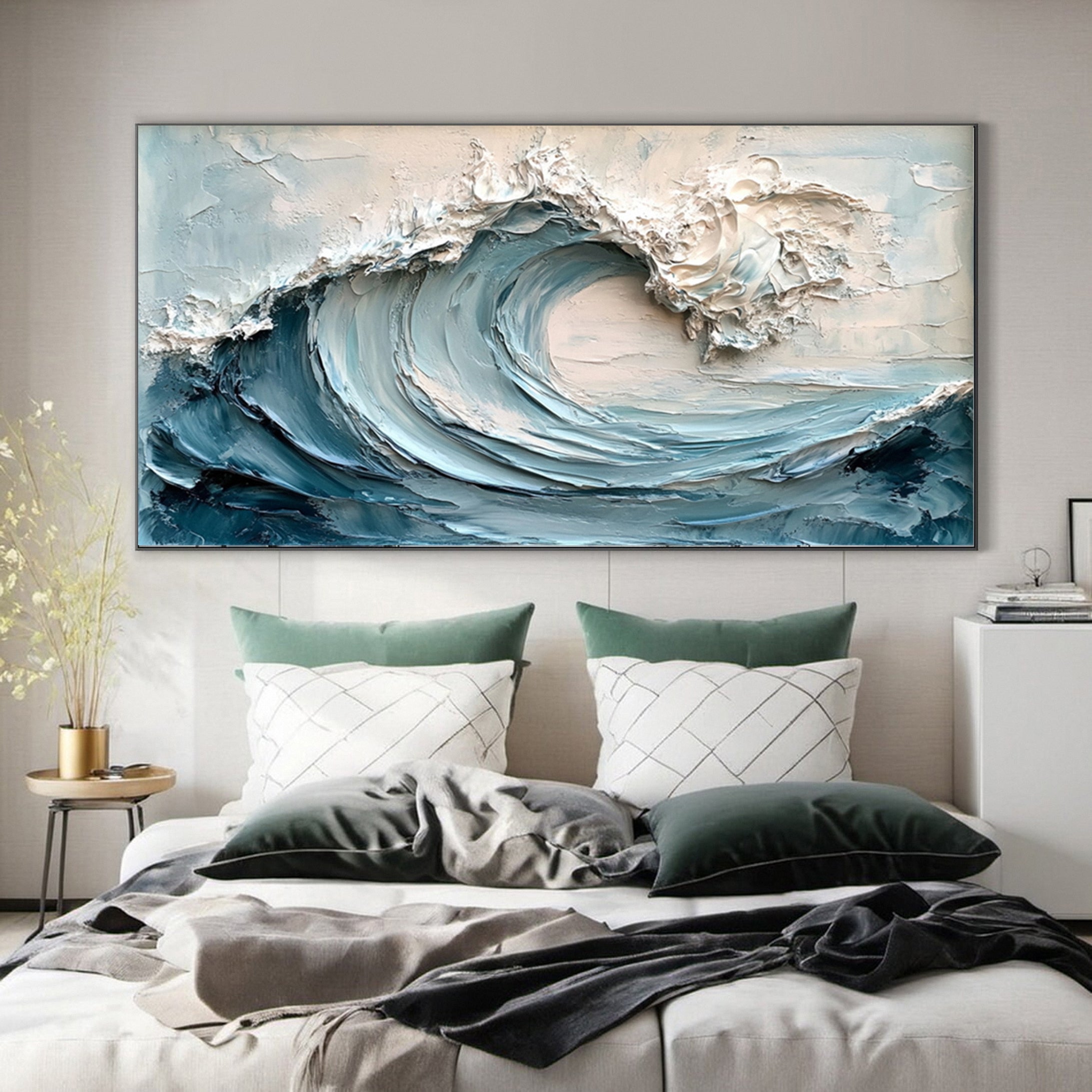 Majestic Wave: Textured Ocean Art