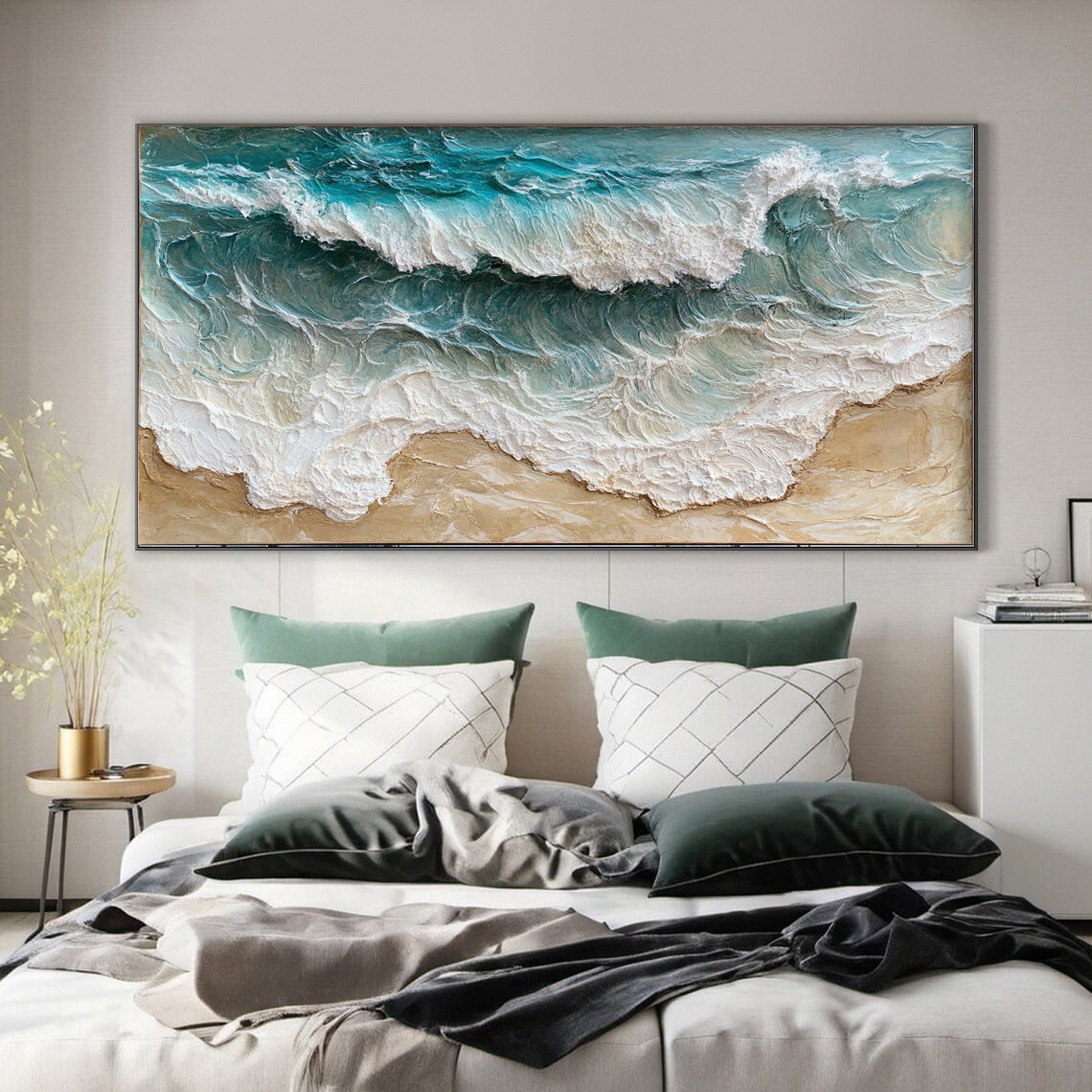 Shoreline Serenity: Wave Canvas Art