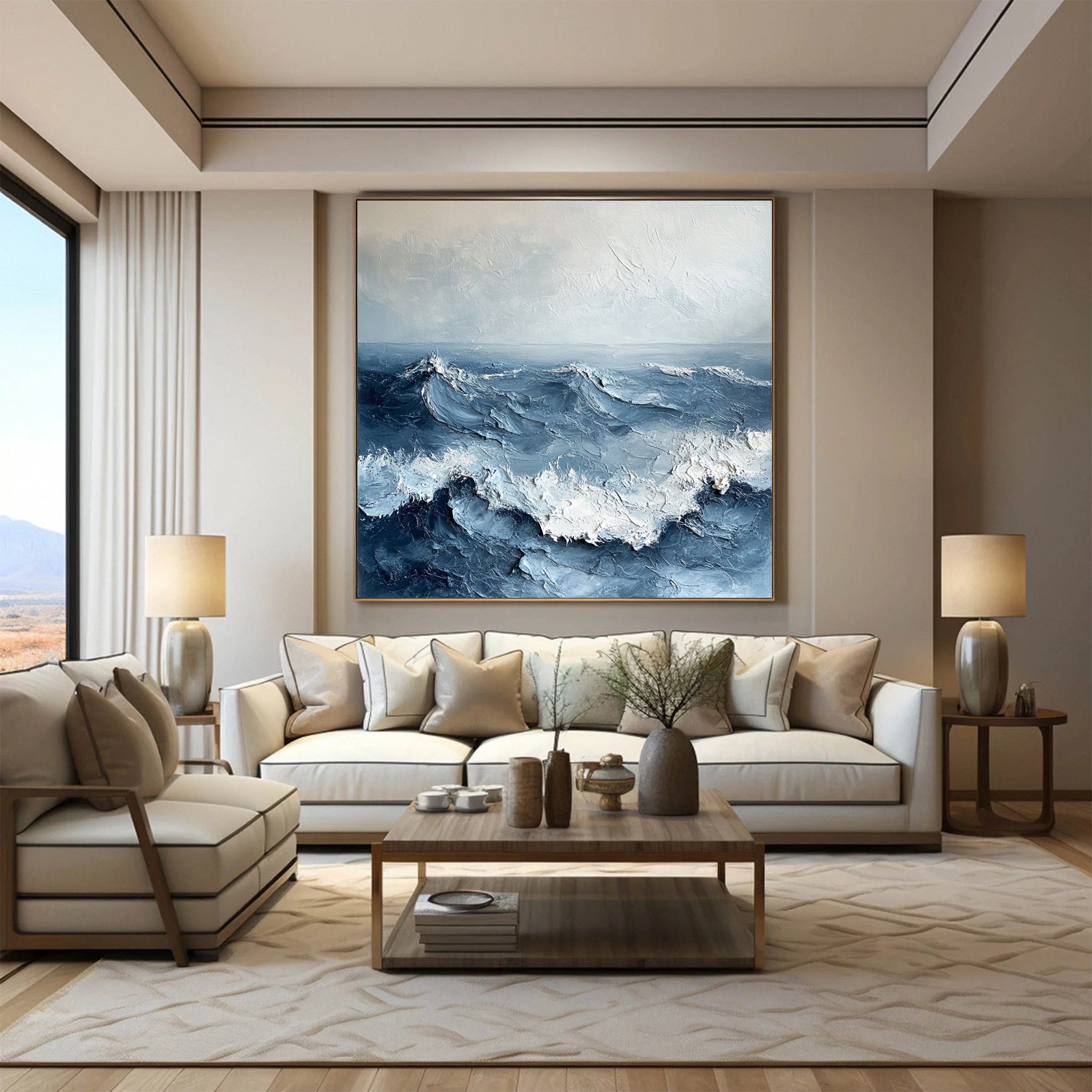 "Eternal Tides" – Large Textured Ocean Wave Wall Art