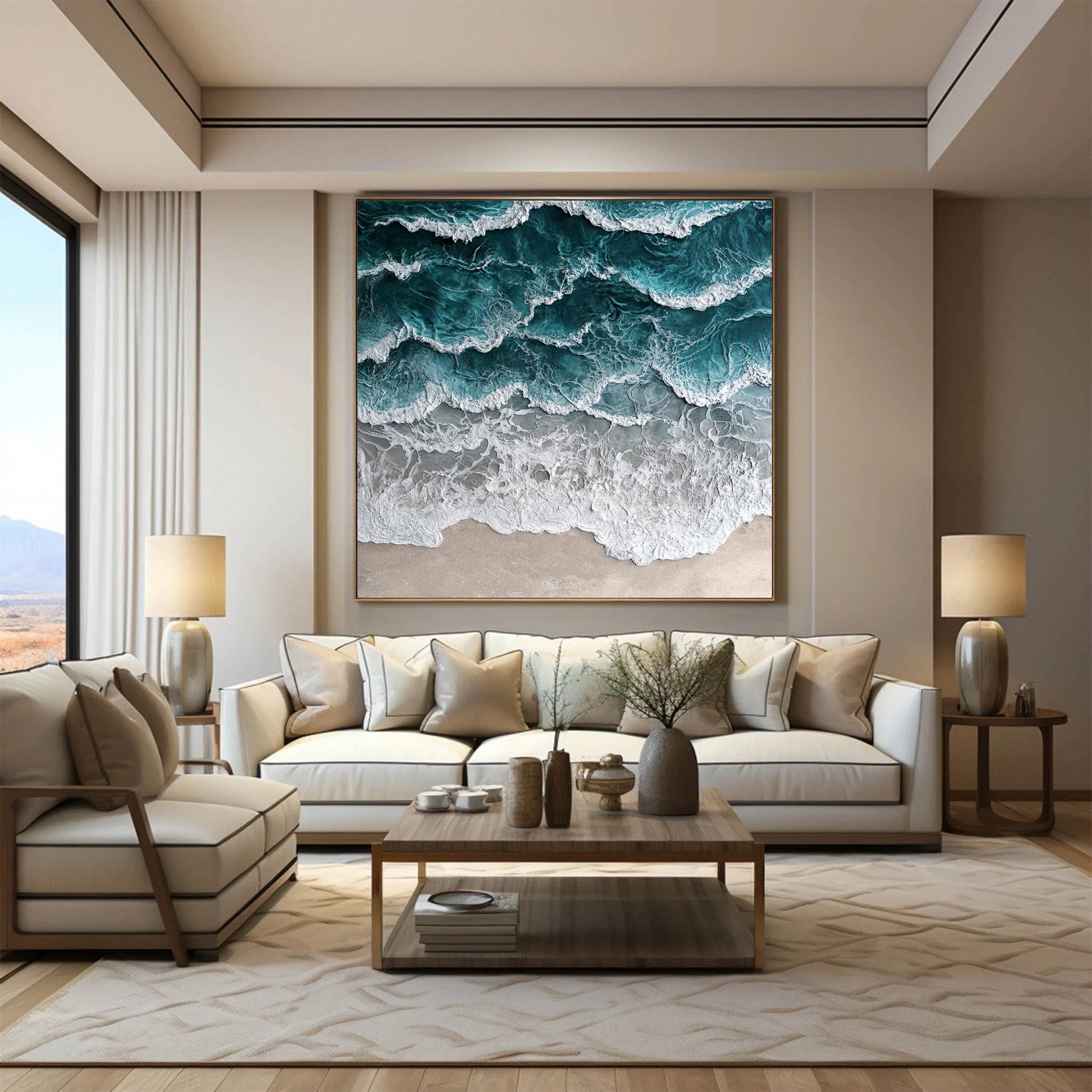 Ocean's Embrace: Textured Wave Art