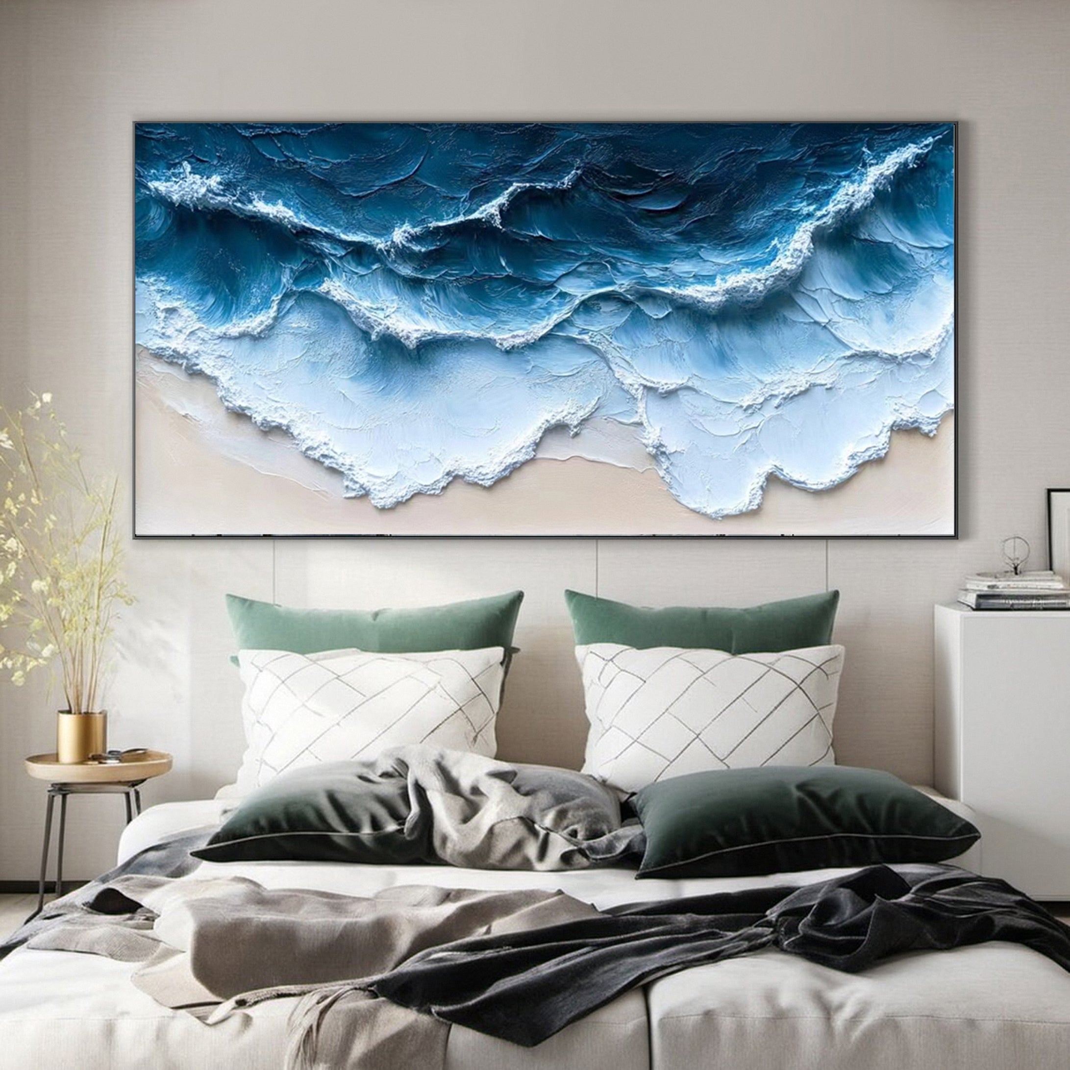 Deep Blue Tide: Textured Ocean Art