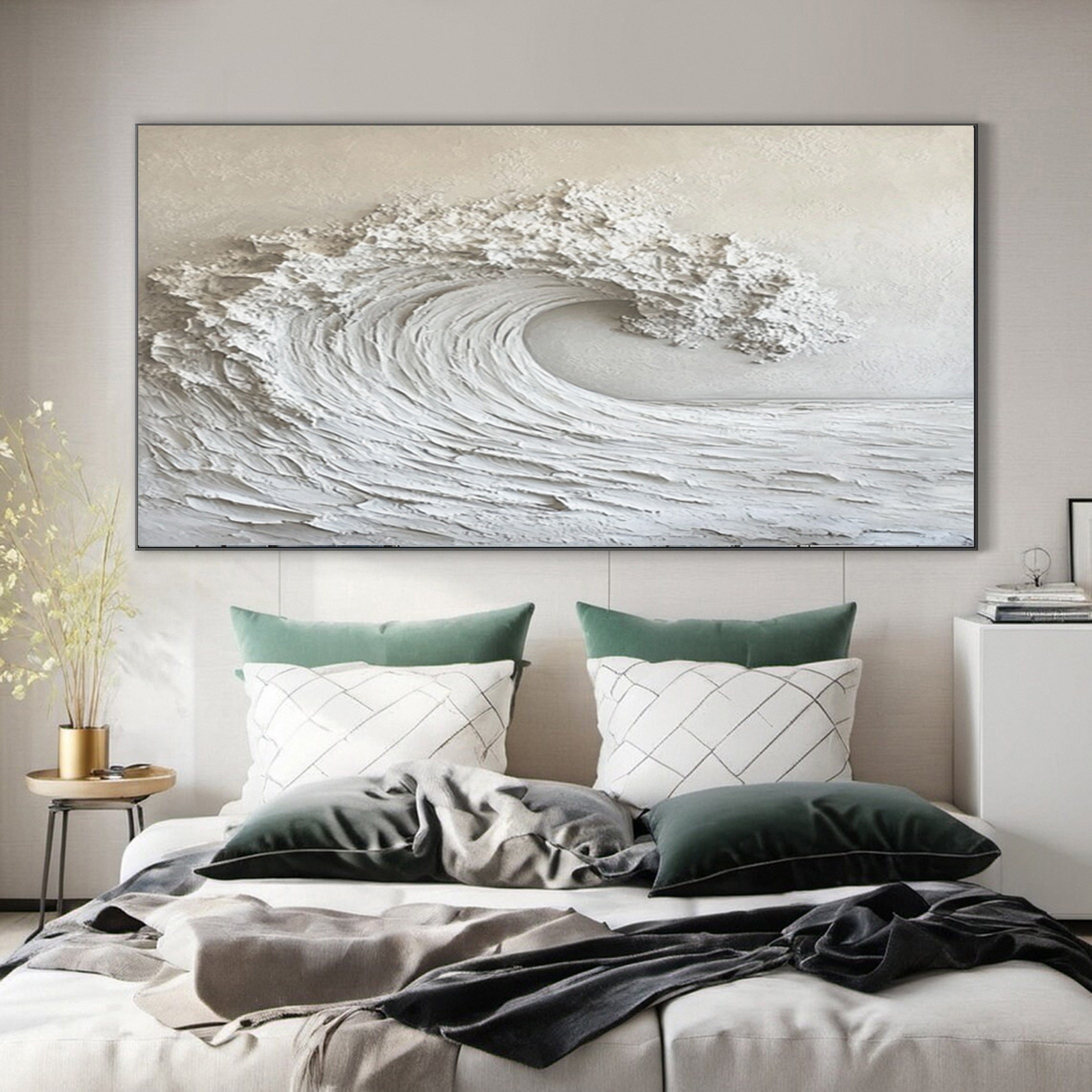 Eternal Wave: Textured Monochrome Ocean Art