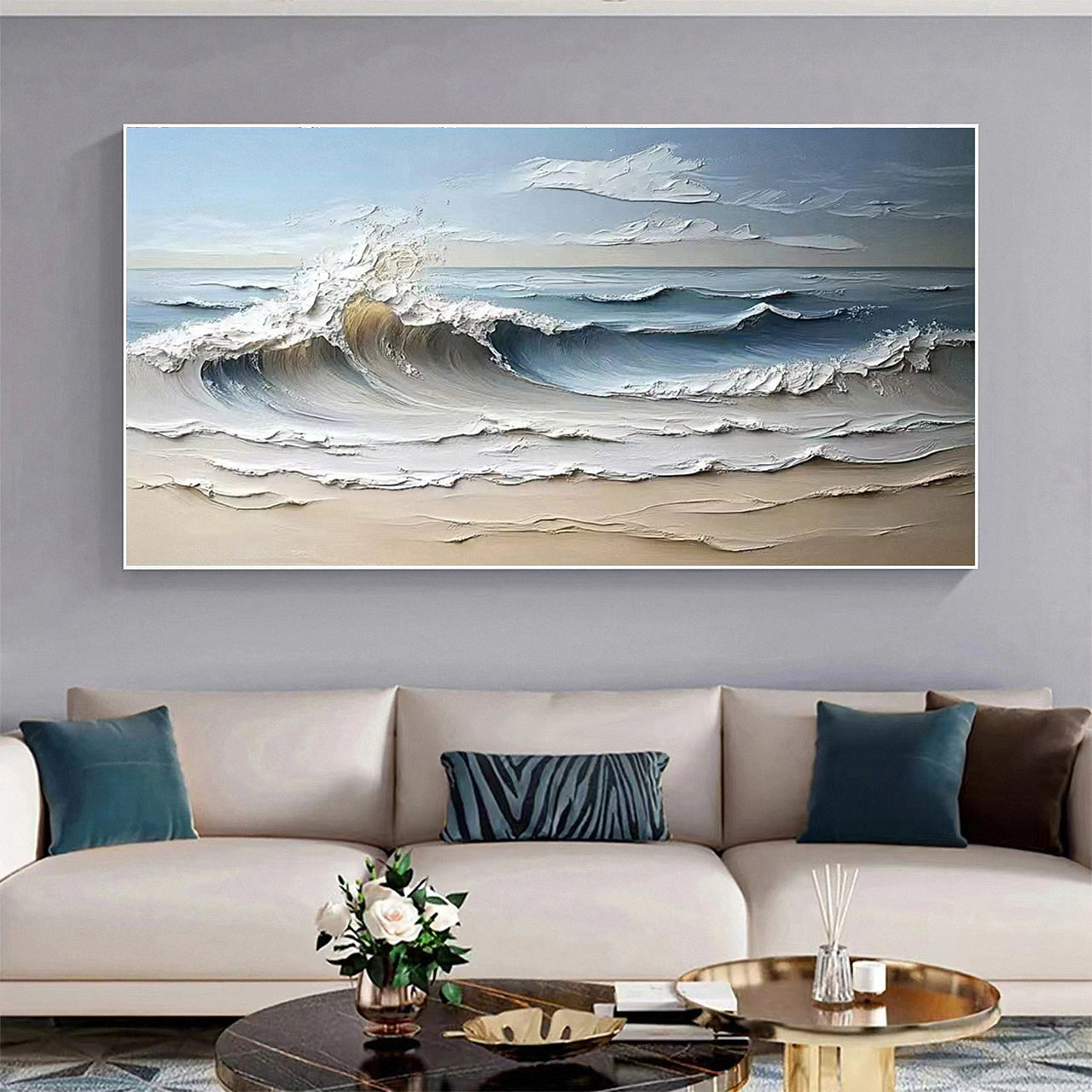 Tranquil Shore: Textured Seascape Art