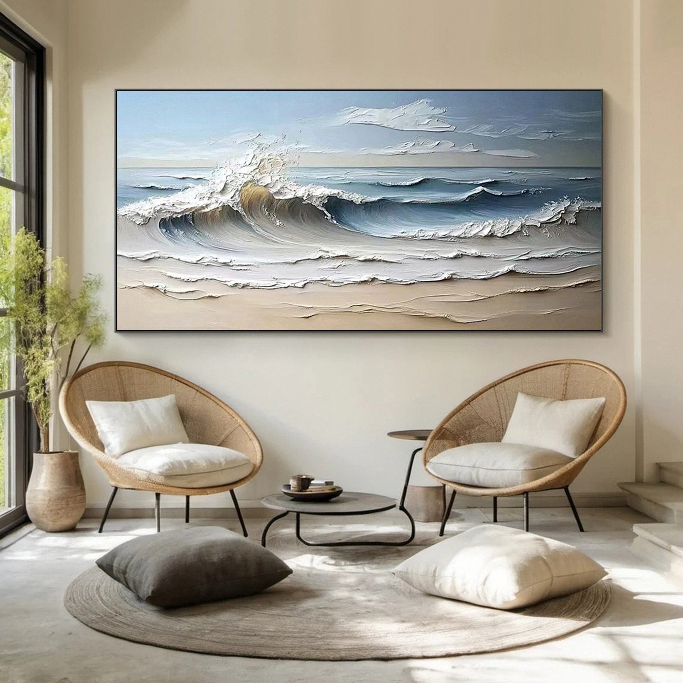 Tranquil Shore: Textured Seascape Art