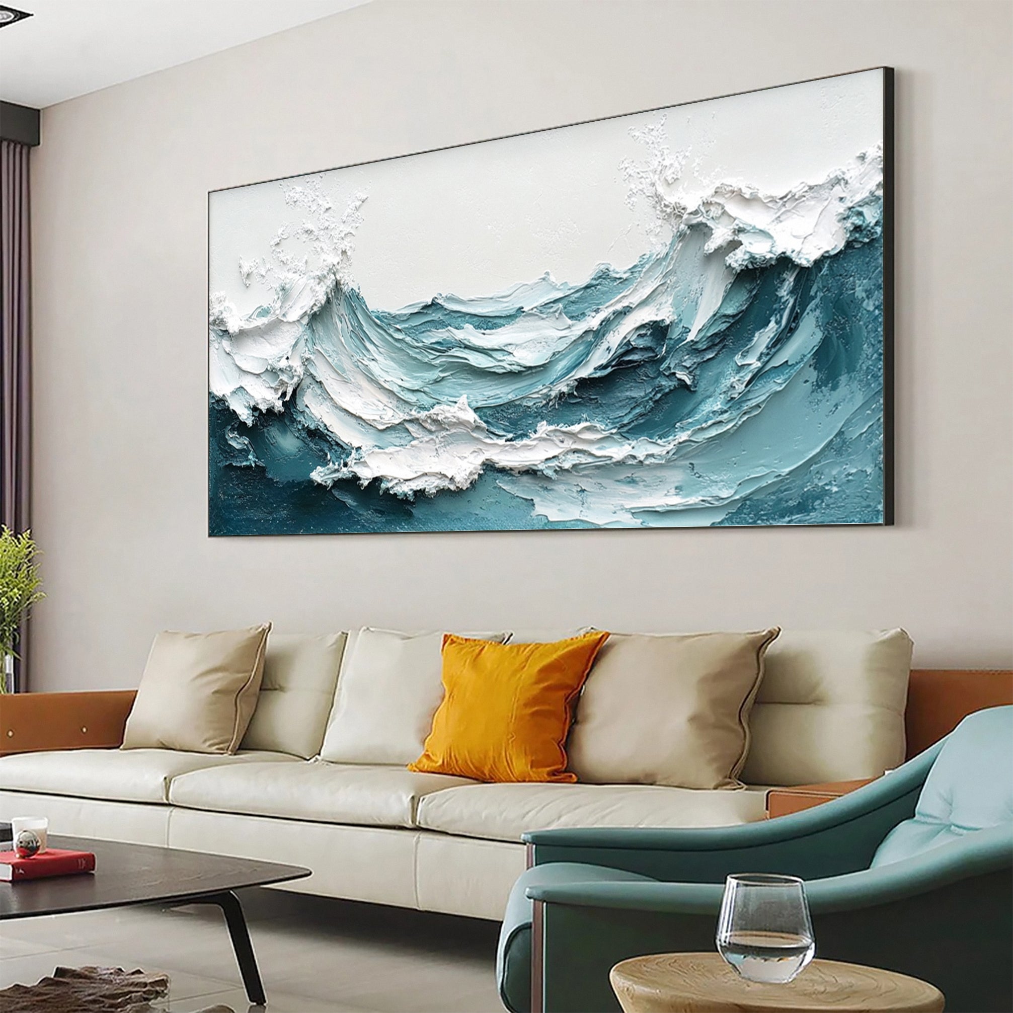 Tidal Surge: Textured Wave Canvas