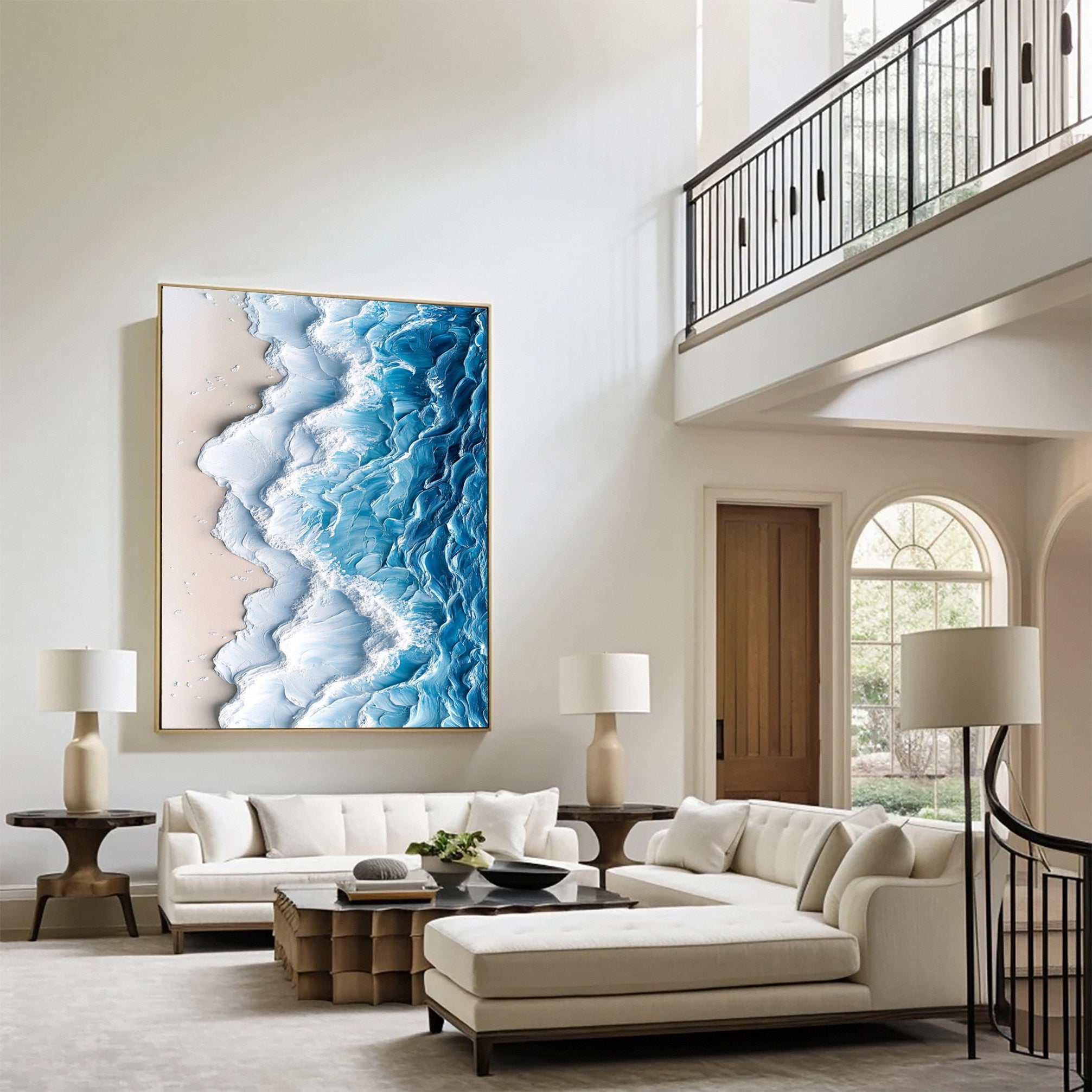 Azure Shoreline: Textured Coastal Art