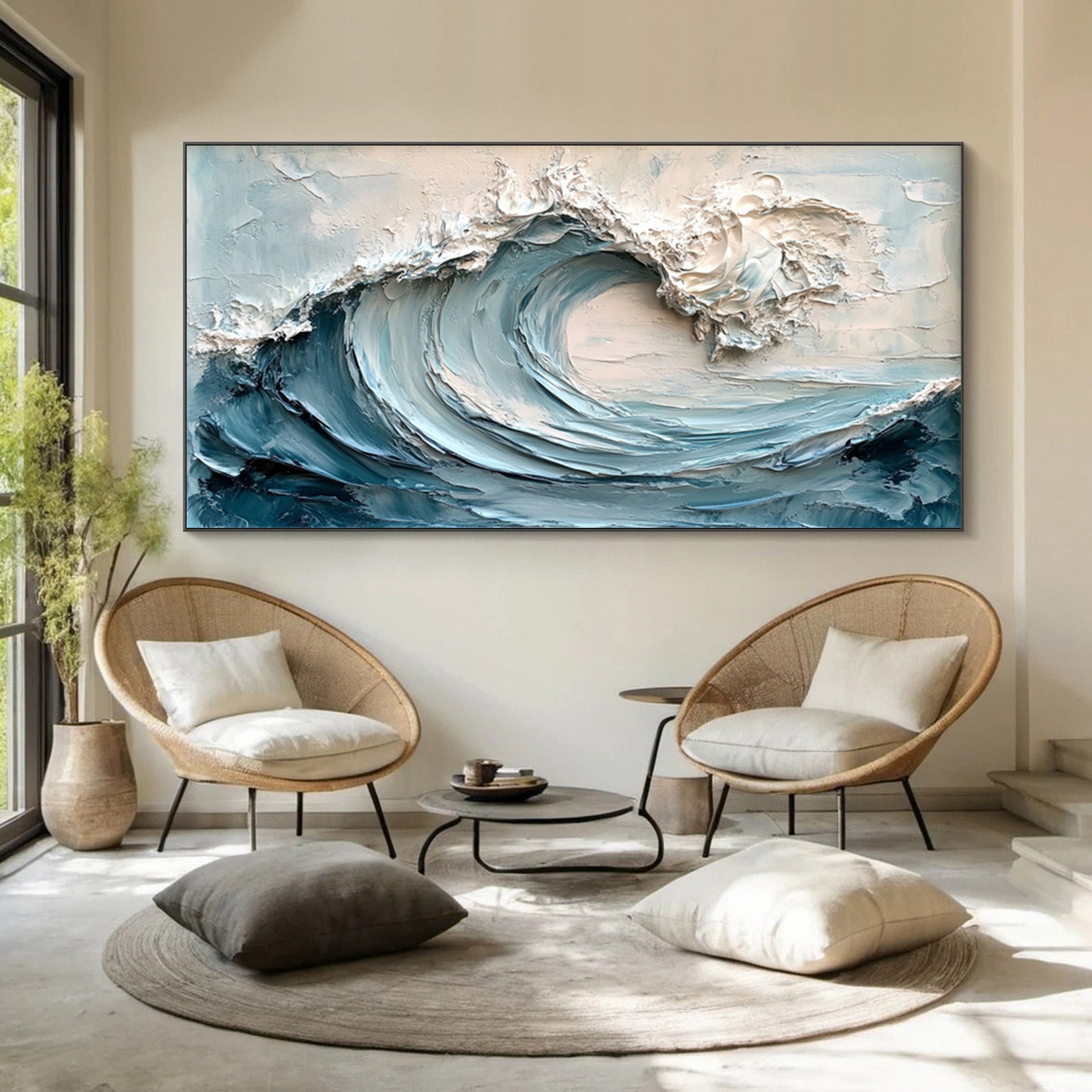 Majestic Wave: Textured Ocean Art