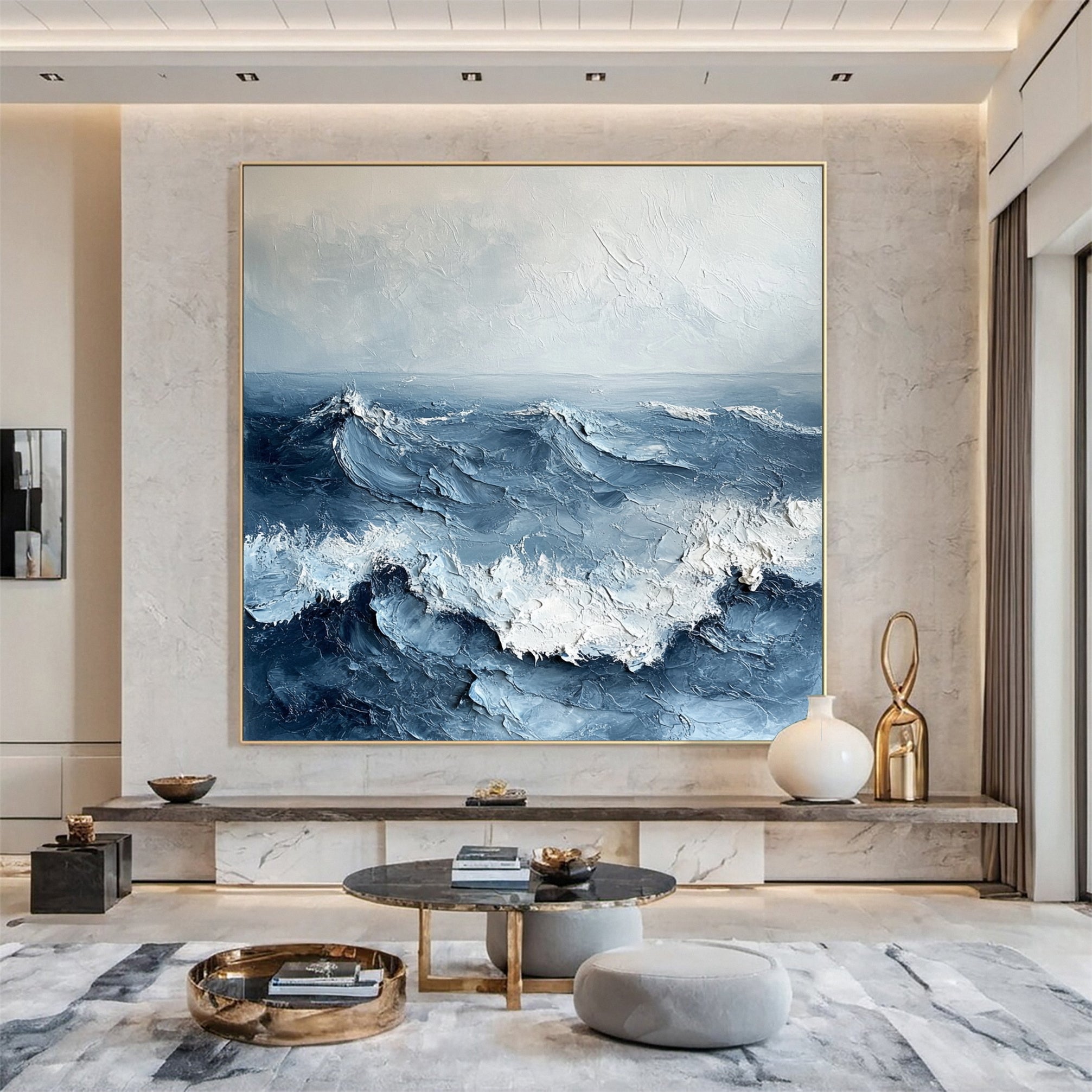 "Eternal Tides" – Large Textured Ocean Wave Wall Art