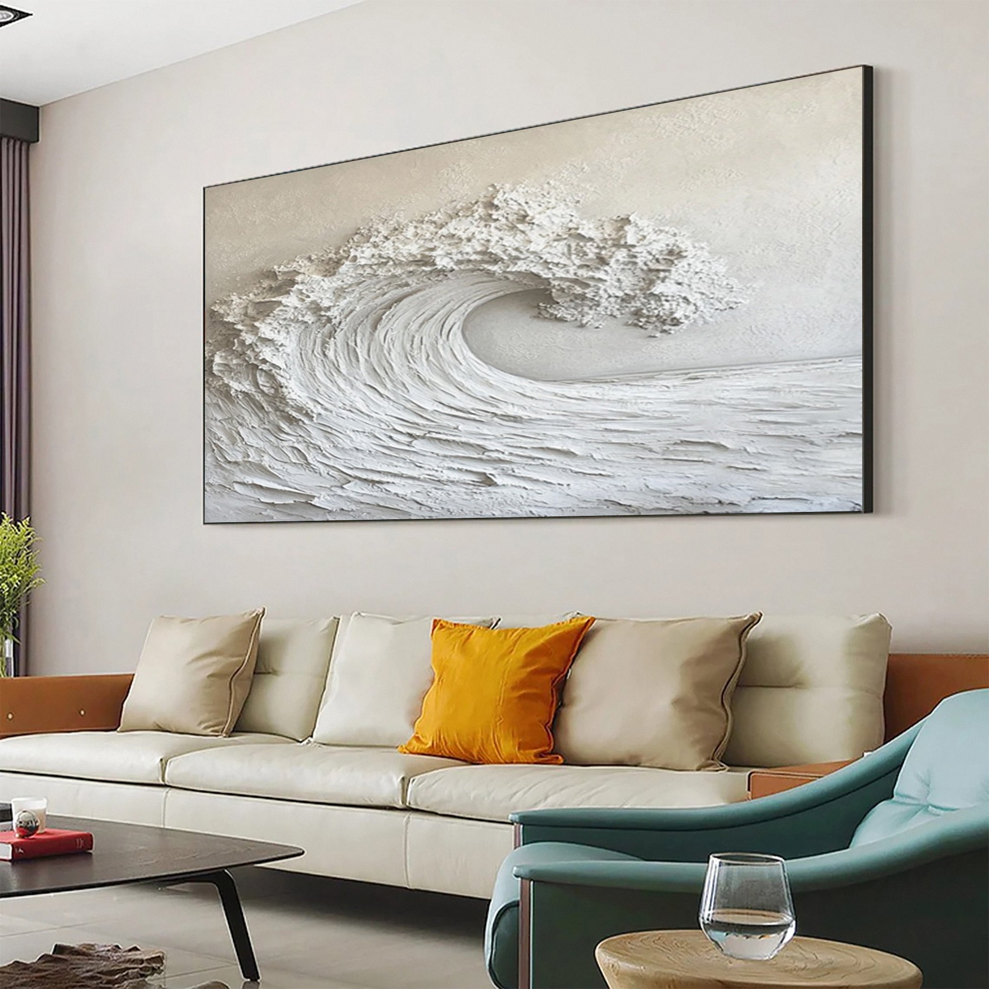 Eternal Wave: Textured Monochrome Ocean Art