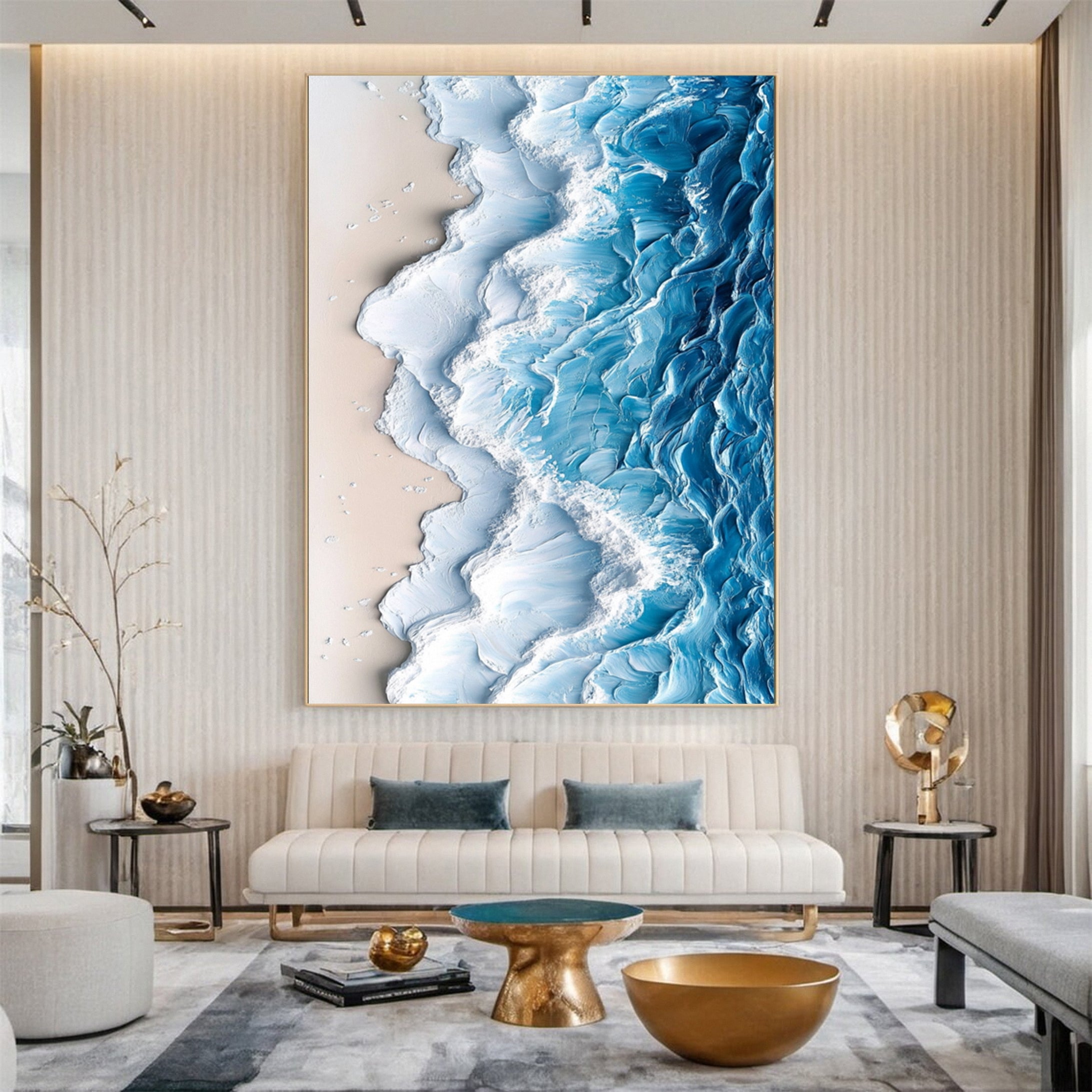 Azure Shoreline: Textured Coastal Art