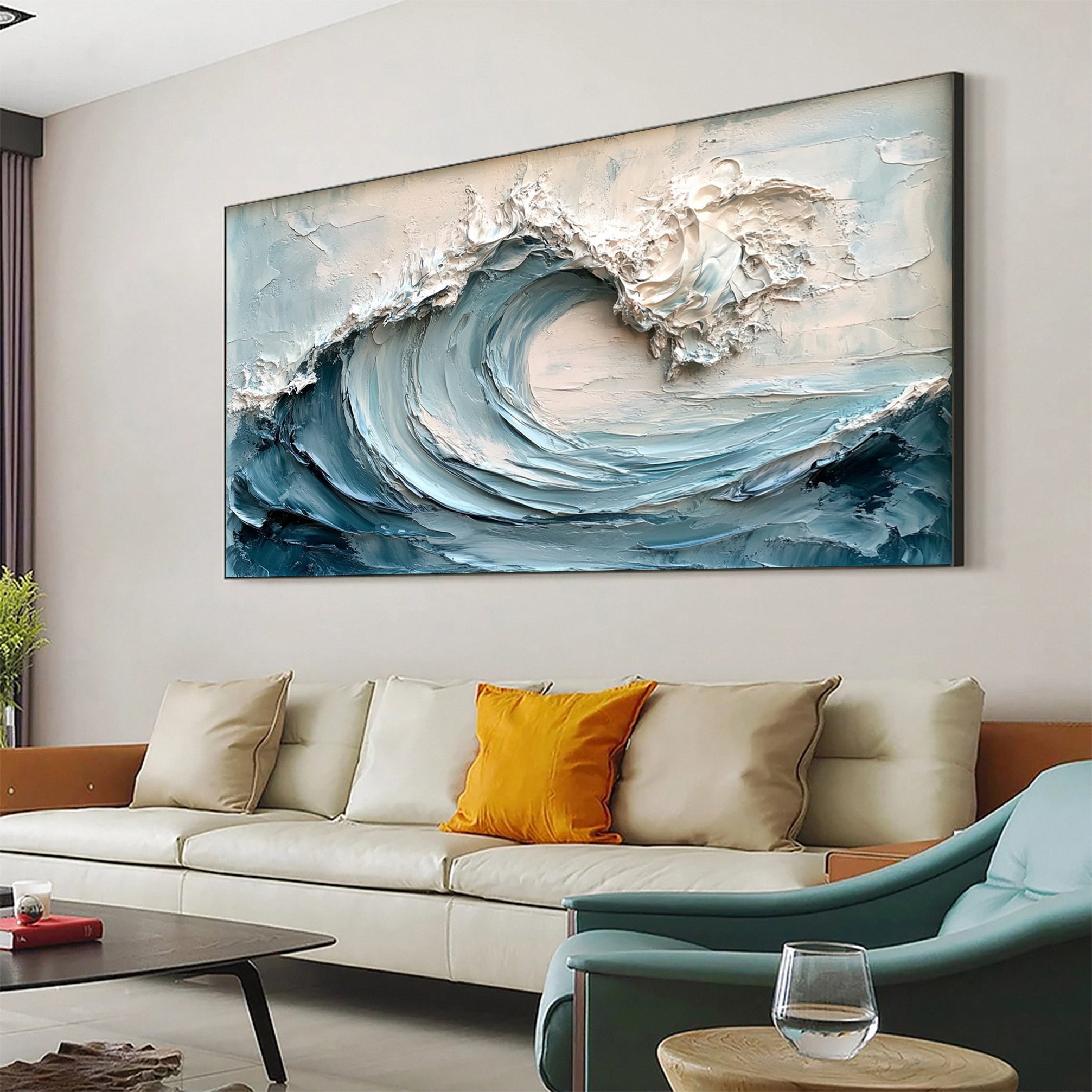 Wave Rush: Textured Ocean Canvas