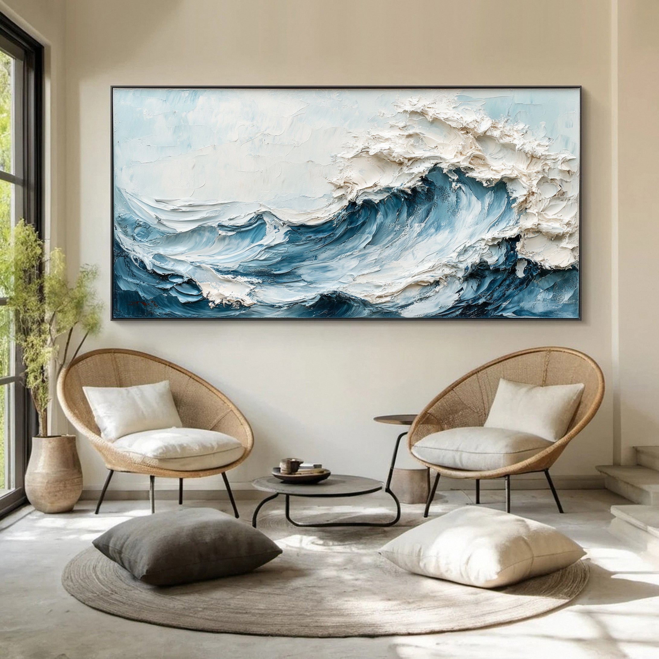 Ocean Fury: Textured Wave Canvas