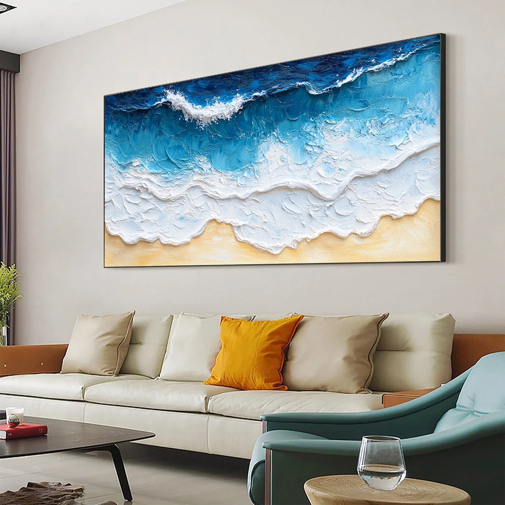 Golden Sands: Ocean Wave Art