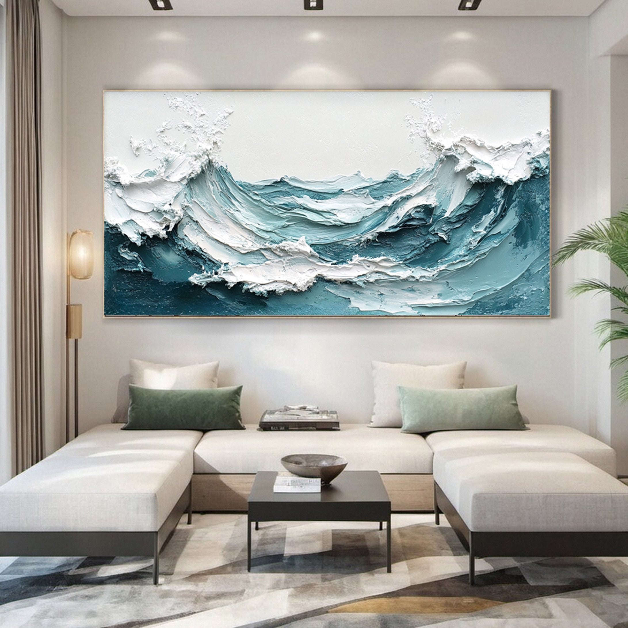 Tidal Surge: Textured Wave Canvas