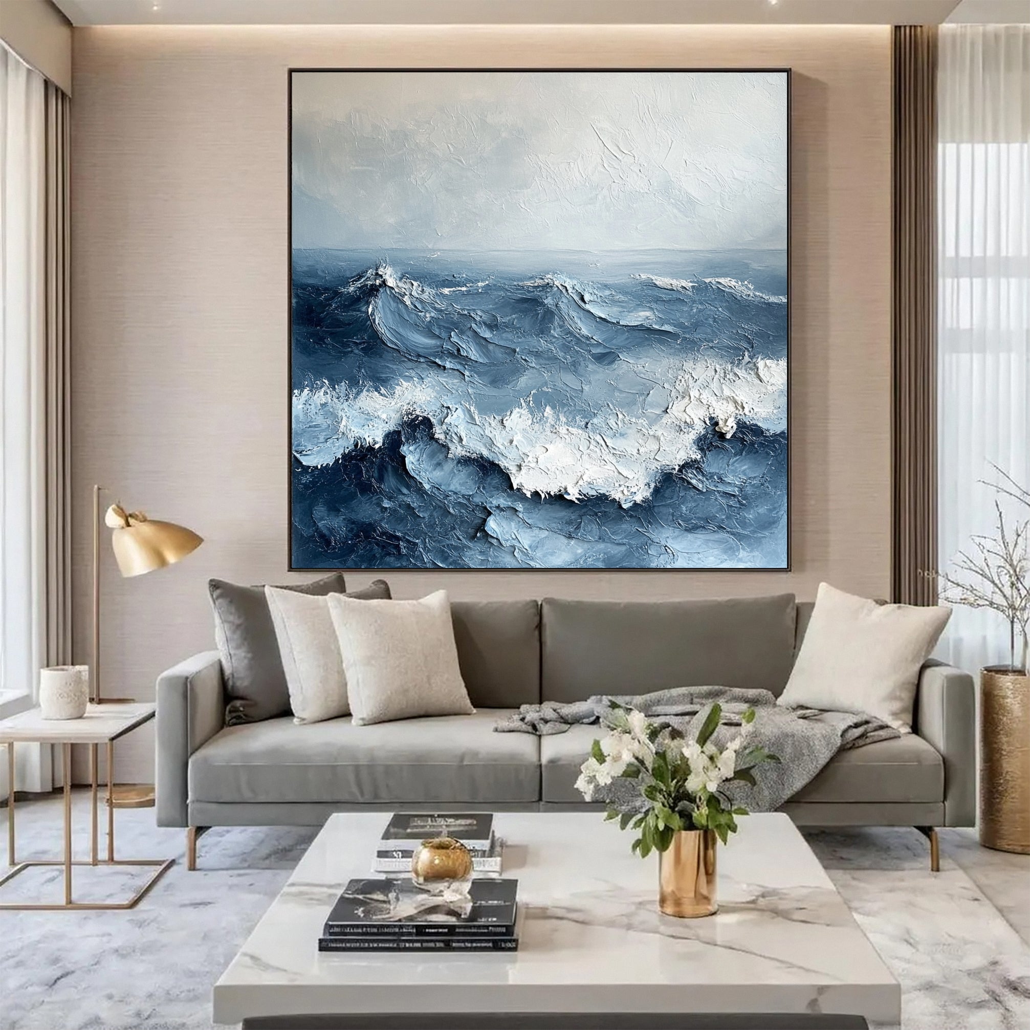 "Eternal Tides" – Large Textured Ocean Wave Wall Art