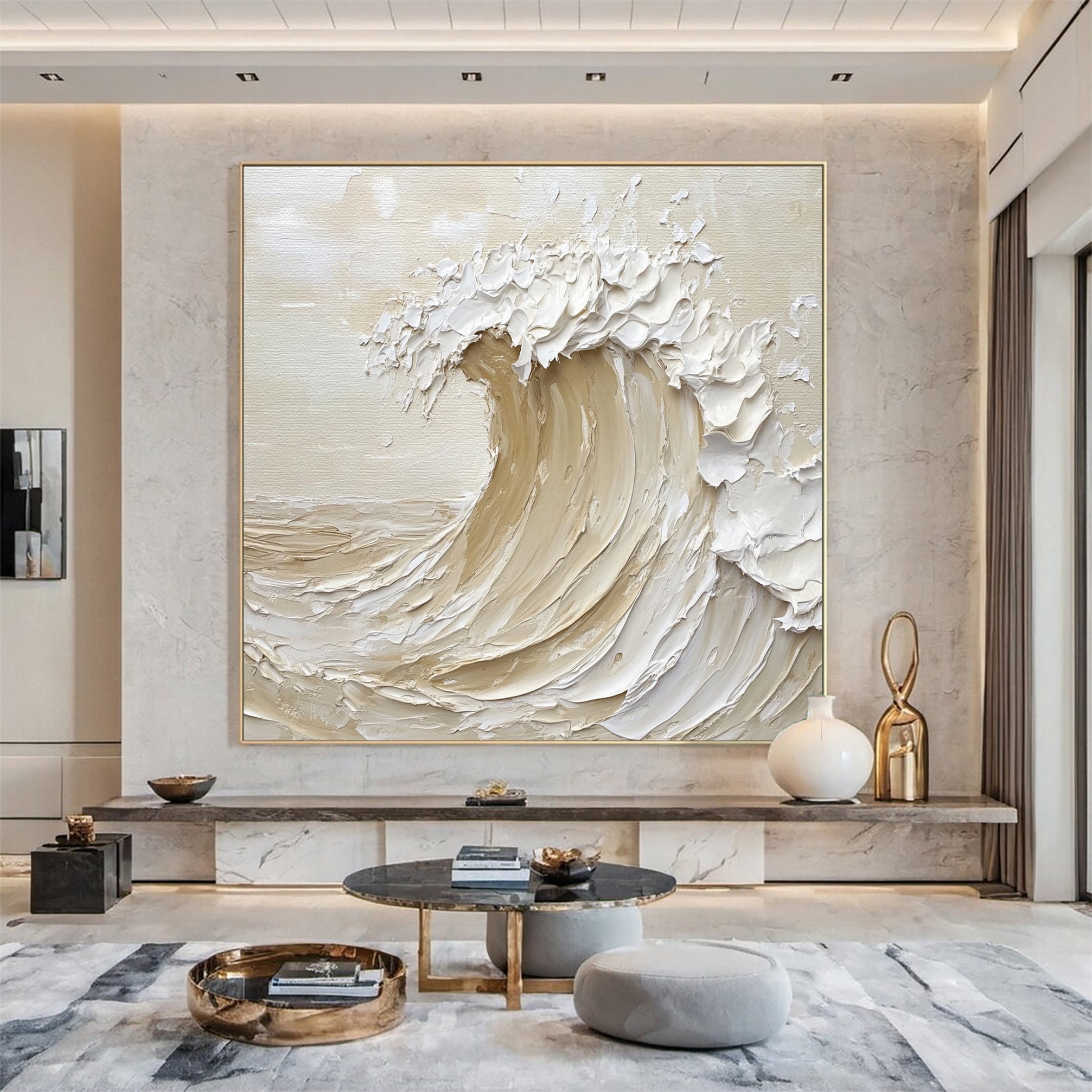 "Ivory Crest" Textured Wave Art