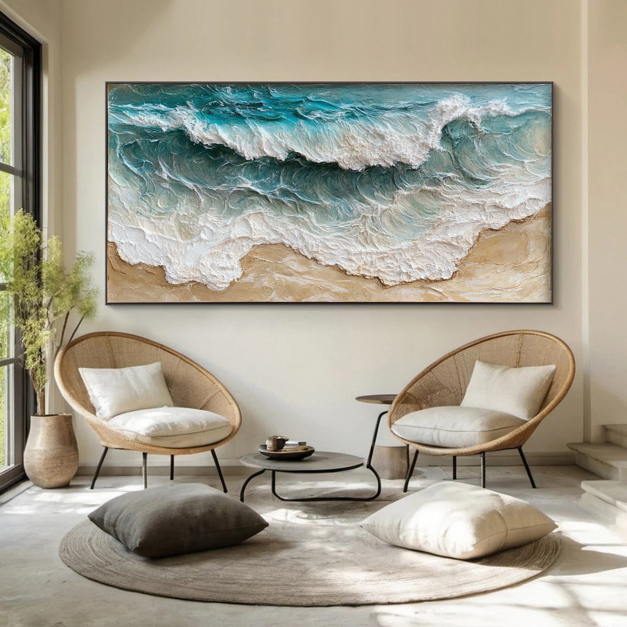 Shoreline Serenity: Wave Canvas Art