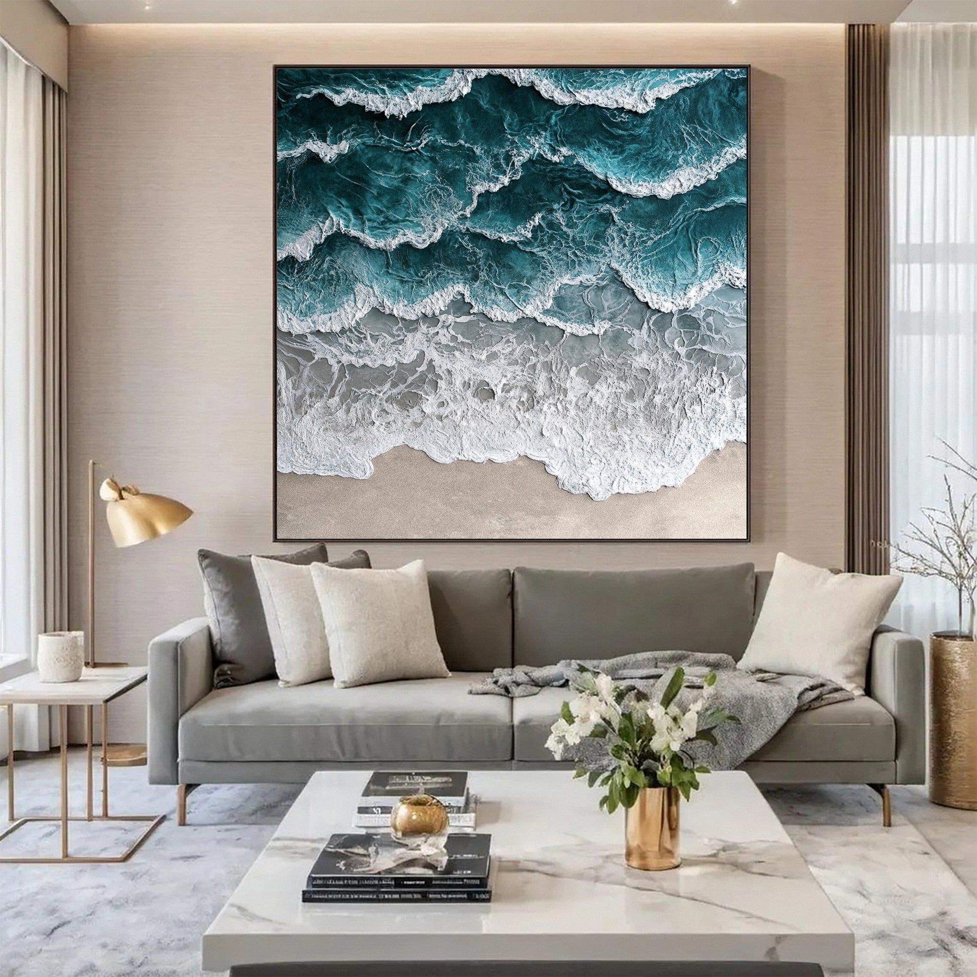 Ocean's Embrace: Textured Wave Art