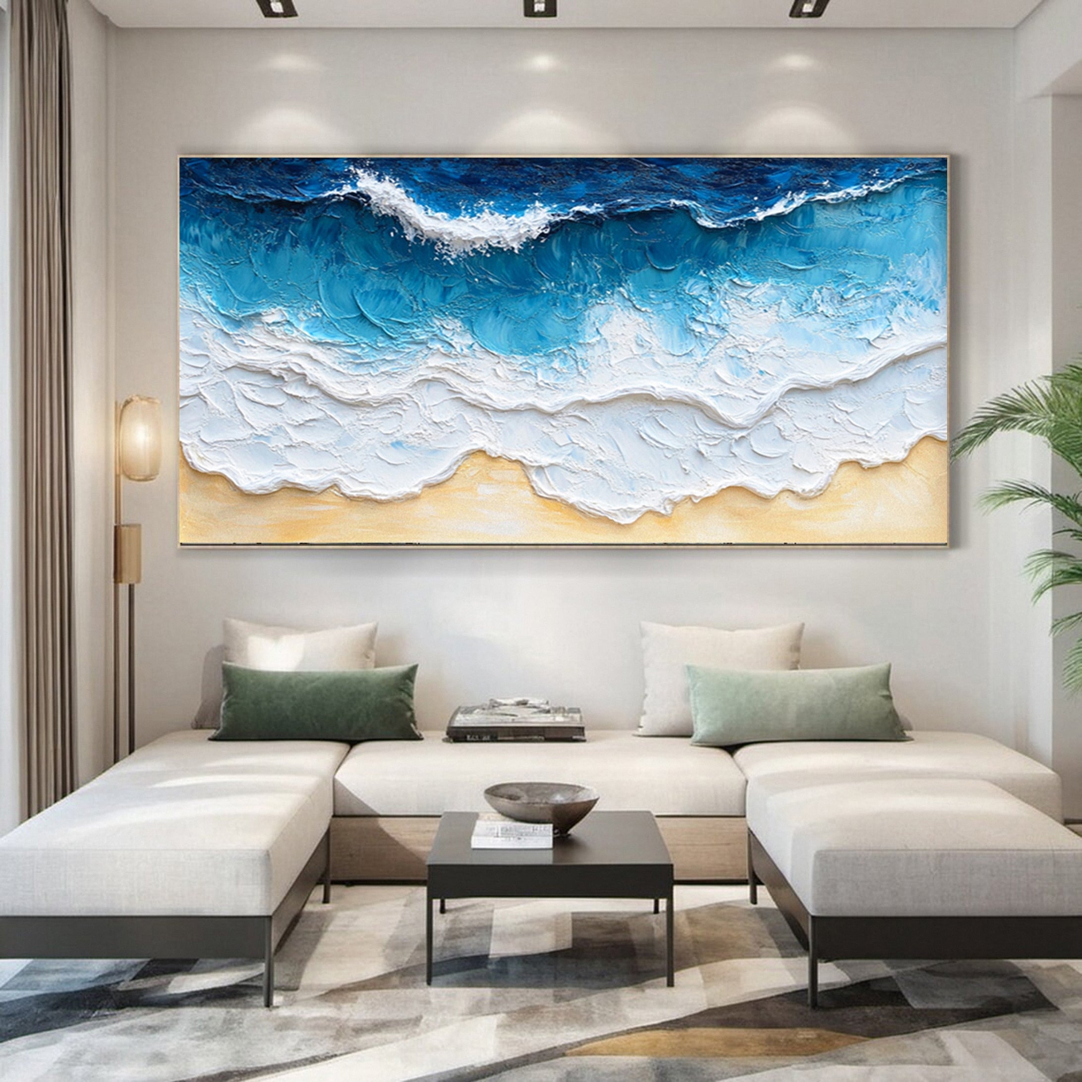 Golden Sands: Ocean Wave Art