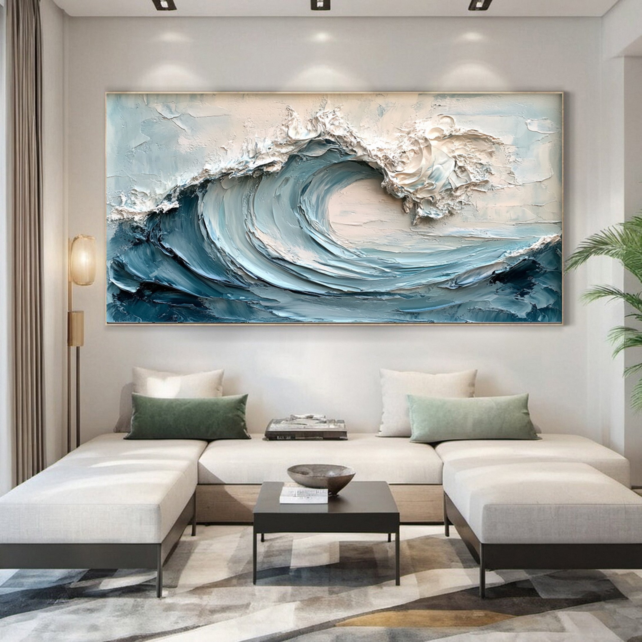 Wave Rush: Textured Ocean Canvas