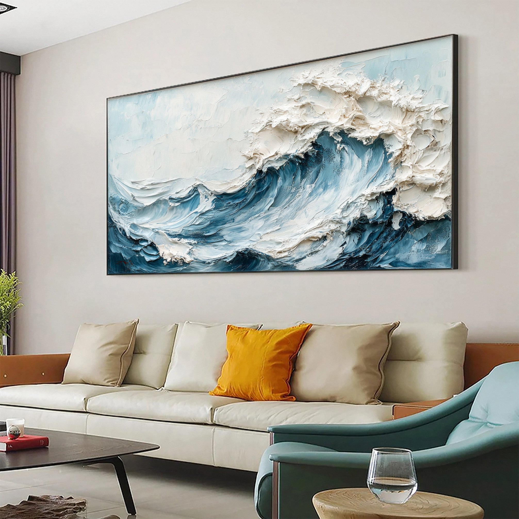 Ocean Fury: Textured Wave Canvas