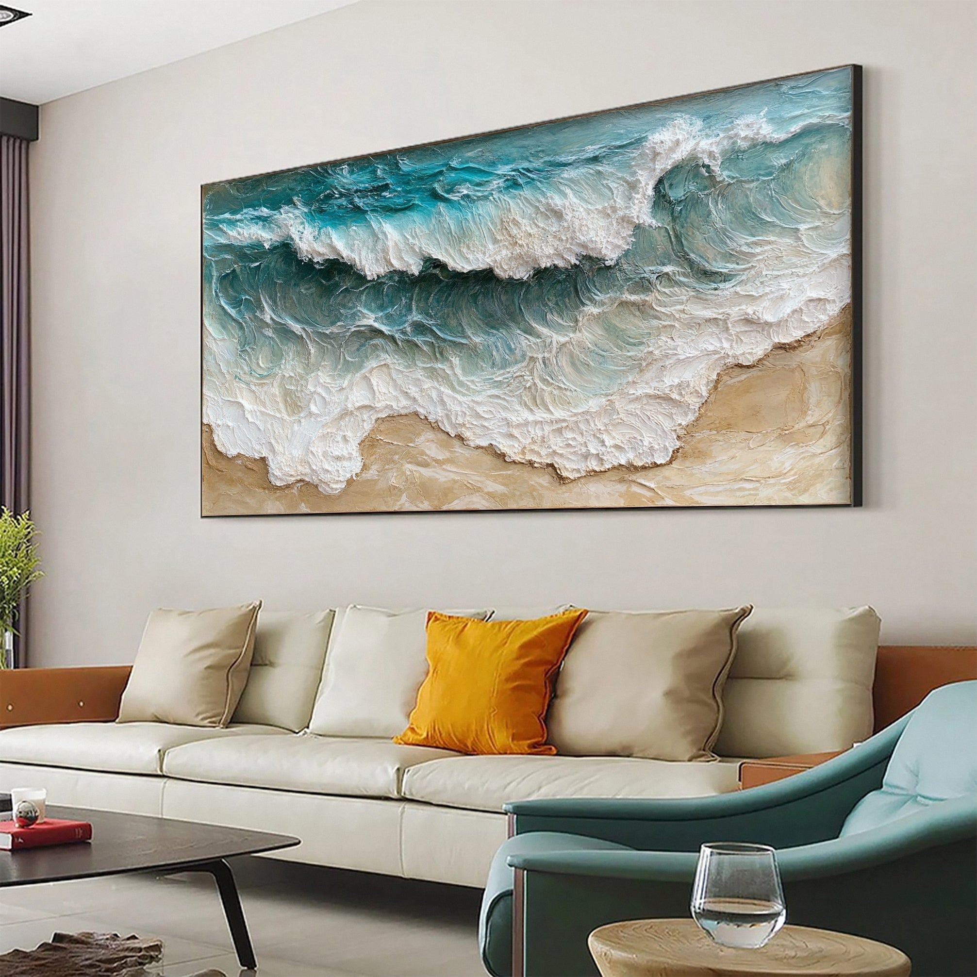 Shoreline Serenity: Wave Canvas Art