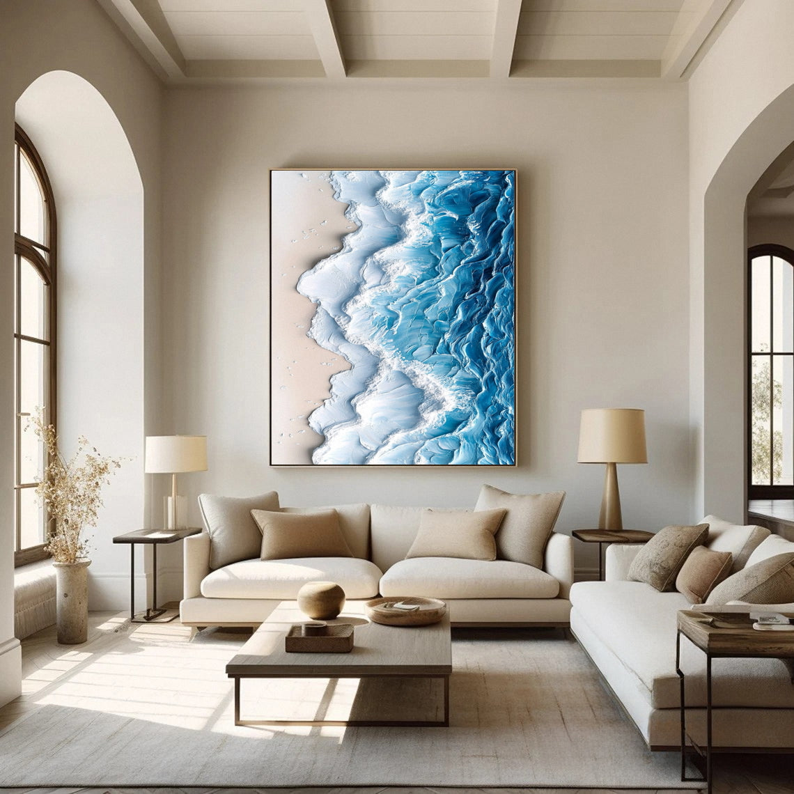 Azure Shoreline: Textured Coastal Art