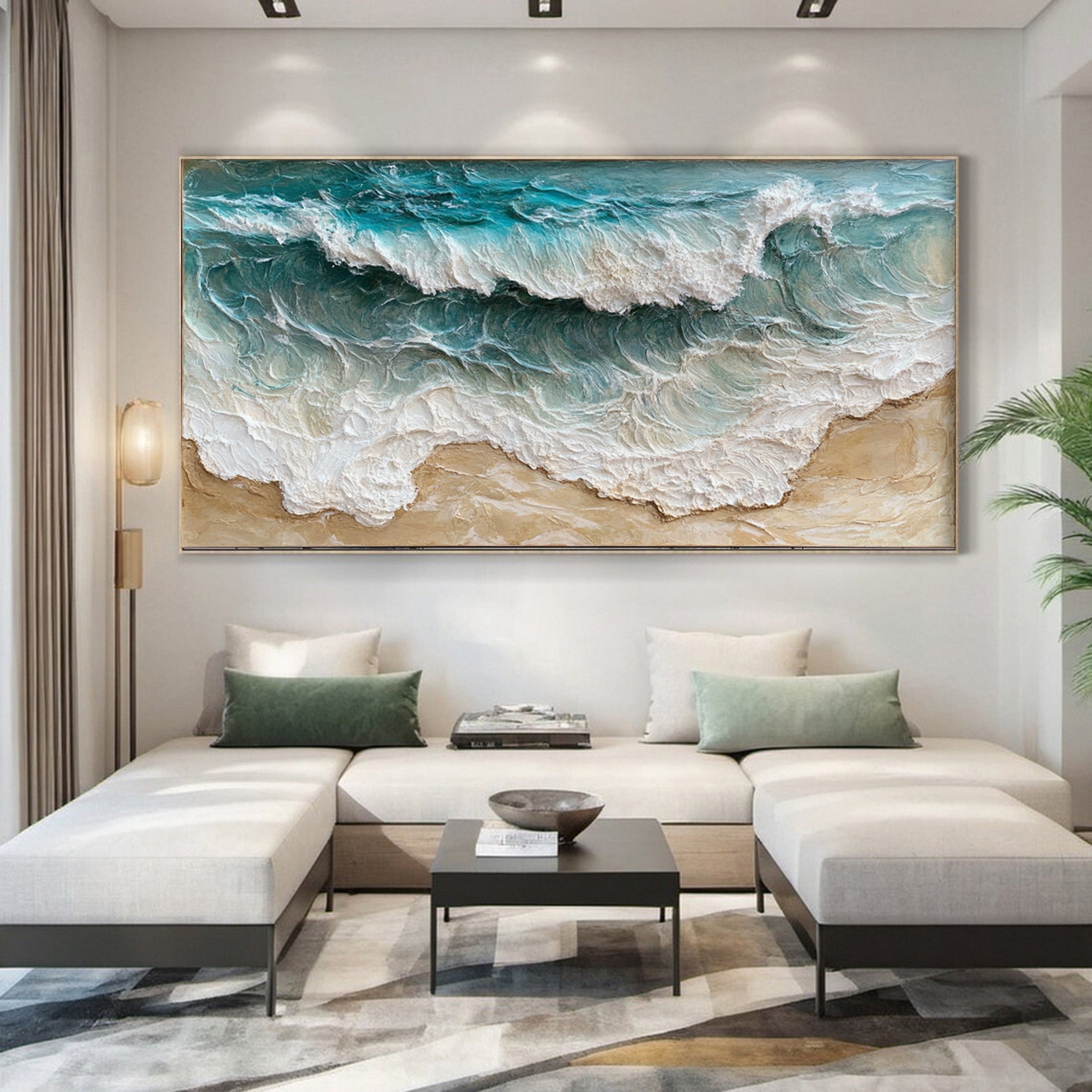 Shoreline Serenity: Wave Canvas Art