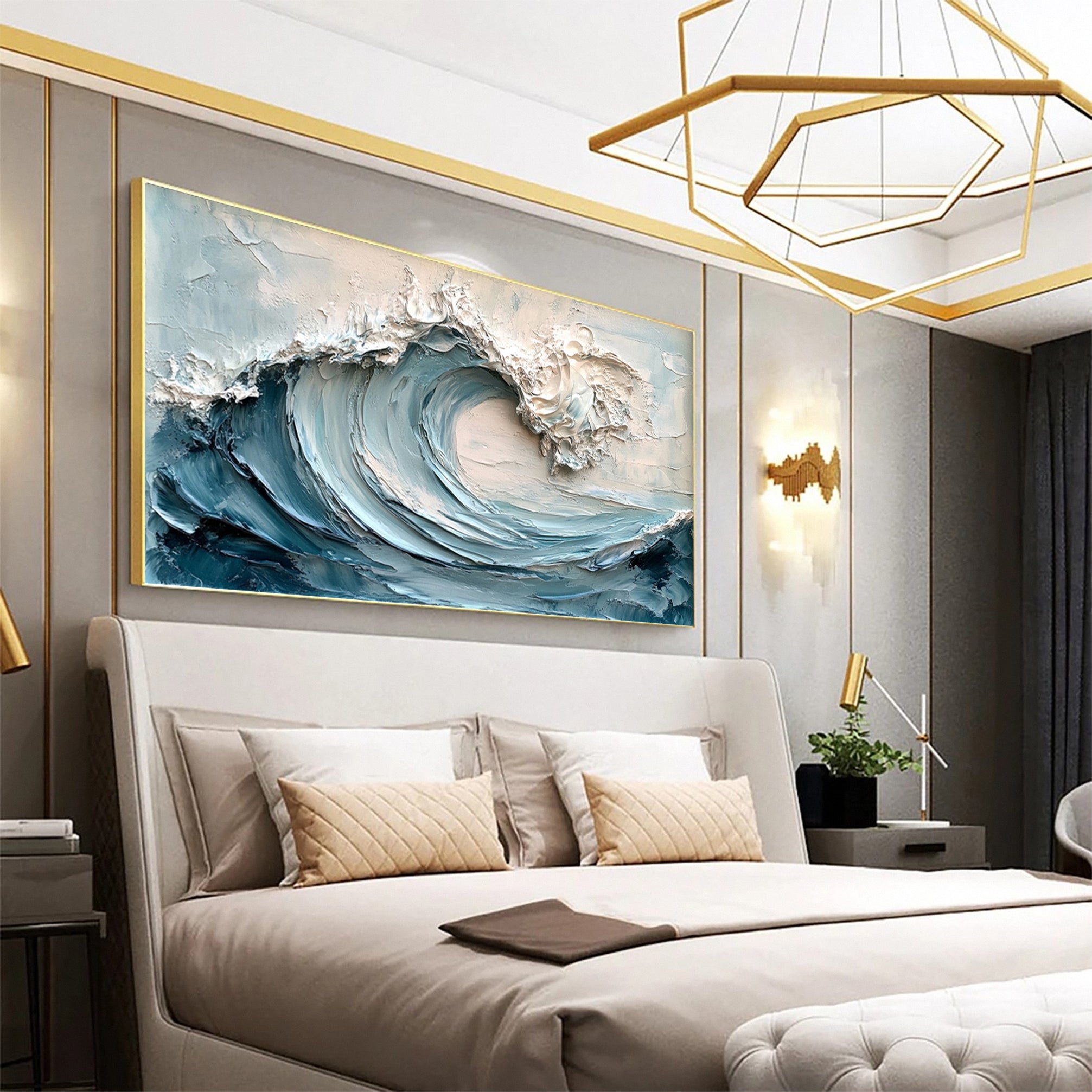 Majestic Wave: Textured Ocean Art