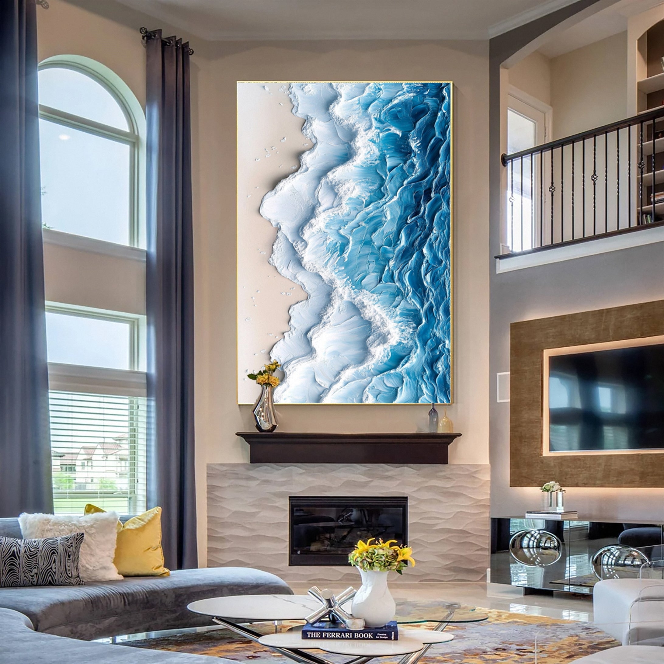 Azure Shoreline: Textured Coastal Art