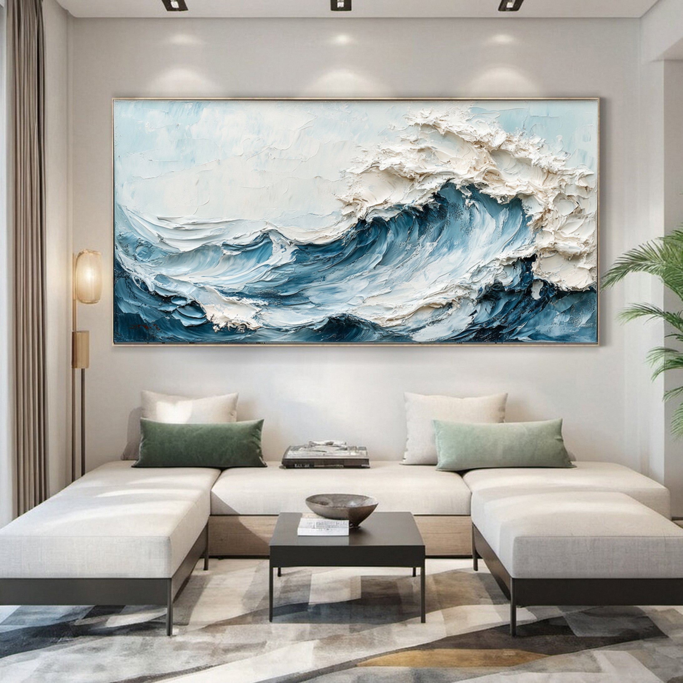 Ocean Fury: Textured Wave Canvas