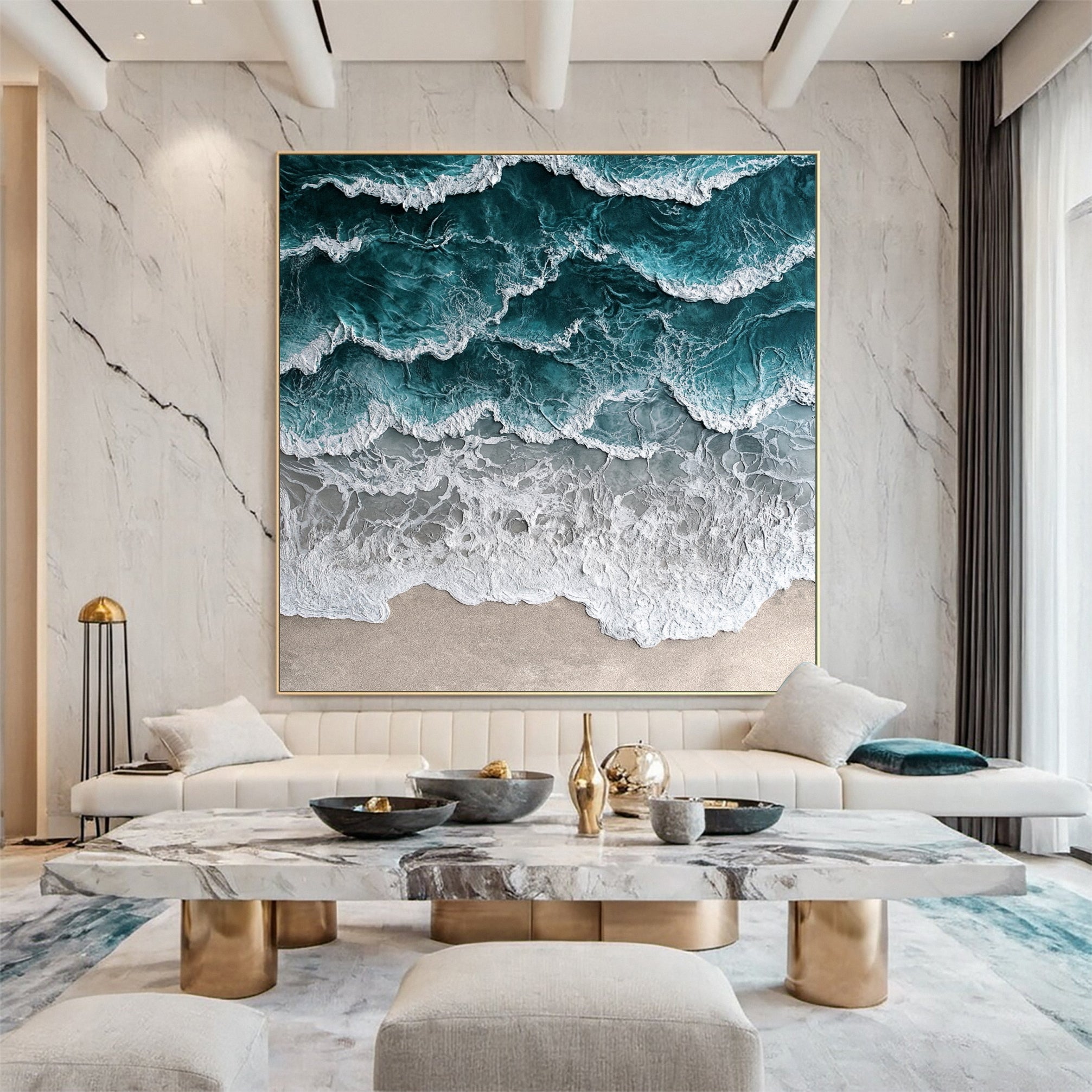 Ocean's Embrace: Textured Wave Art