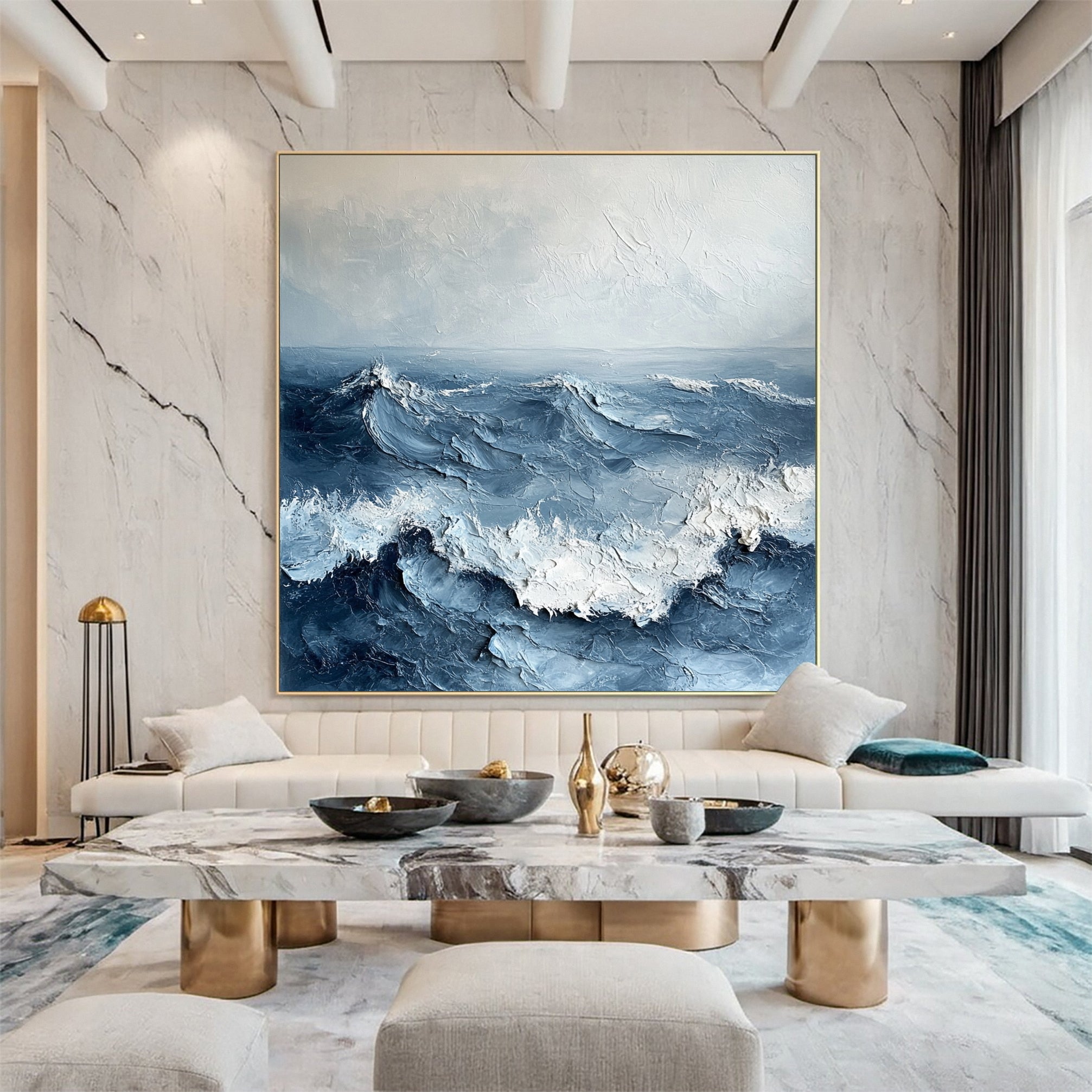 "Eternal Tides" – Large Textured Ocean Wave Wall Art