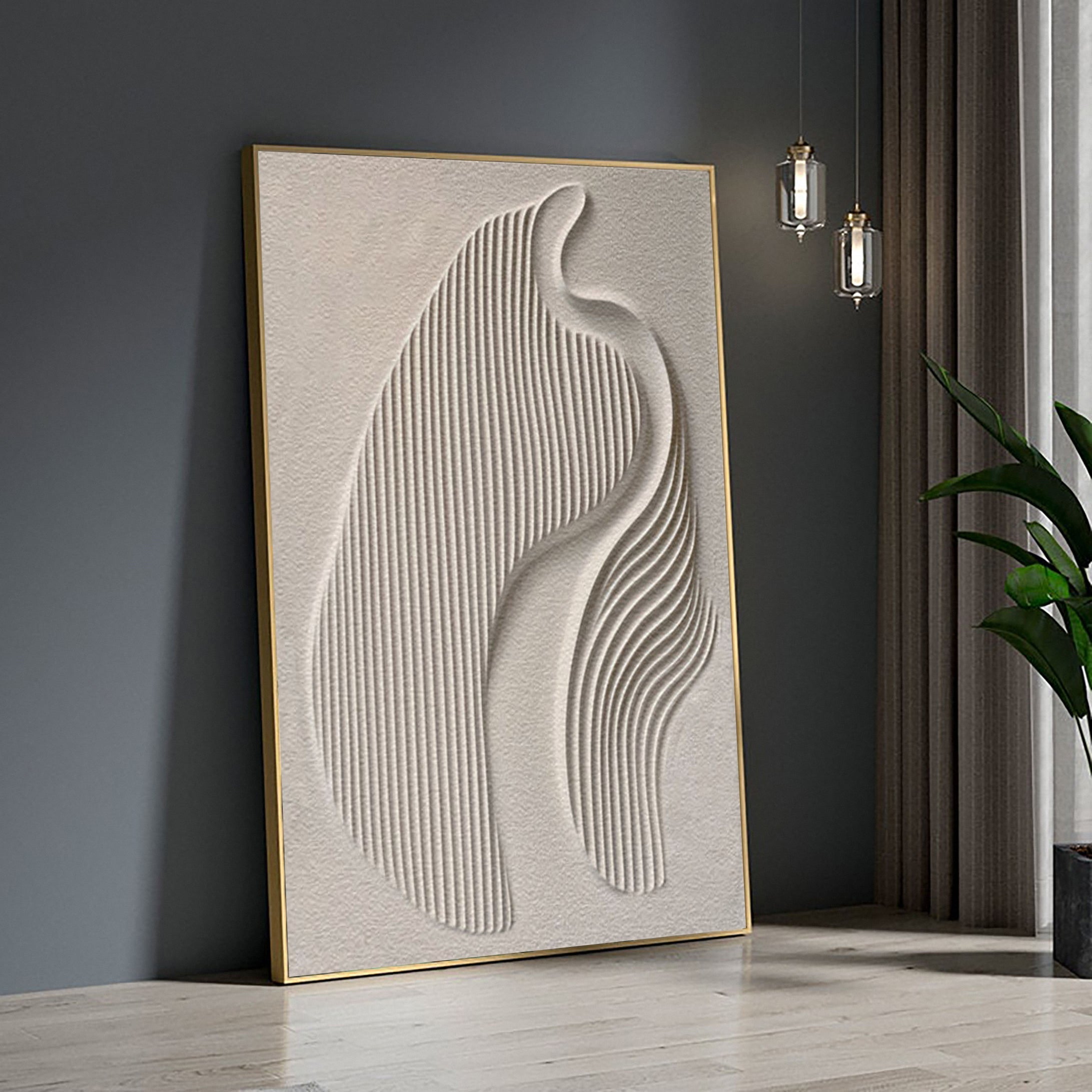 Serene Flow: Textured White Canvas Art