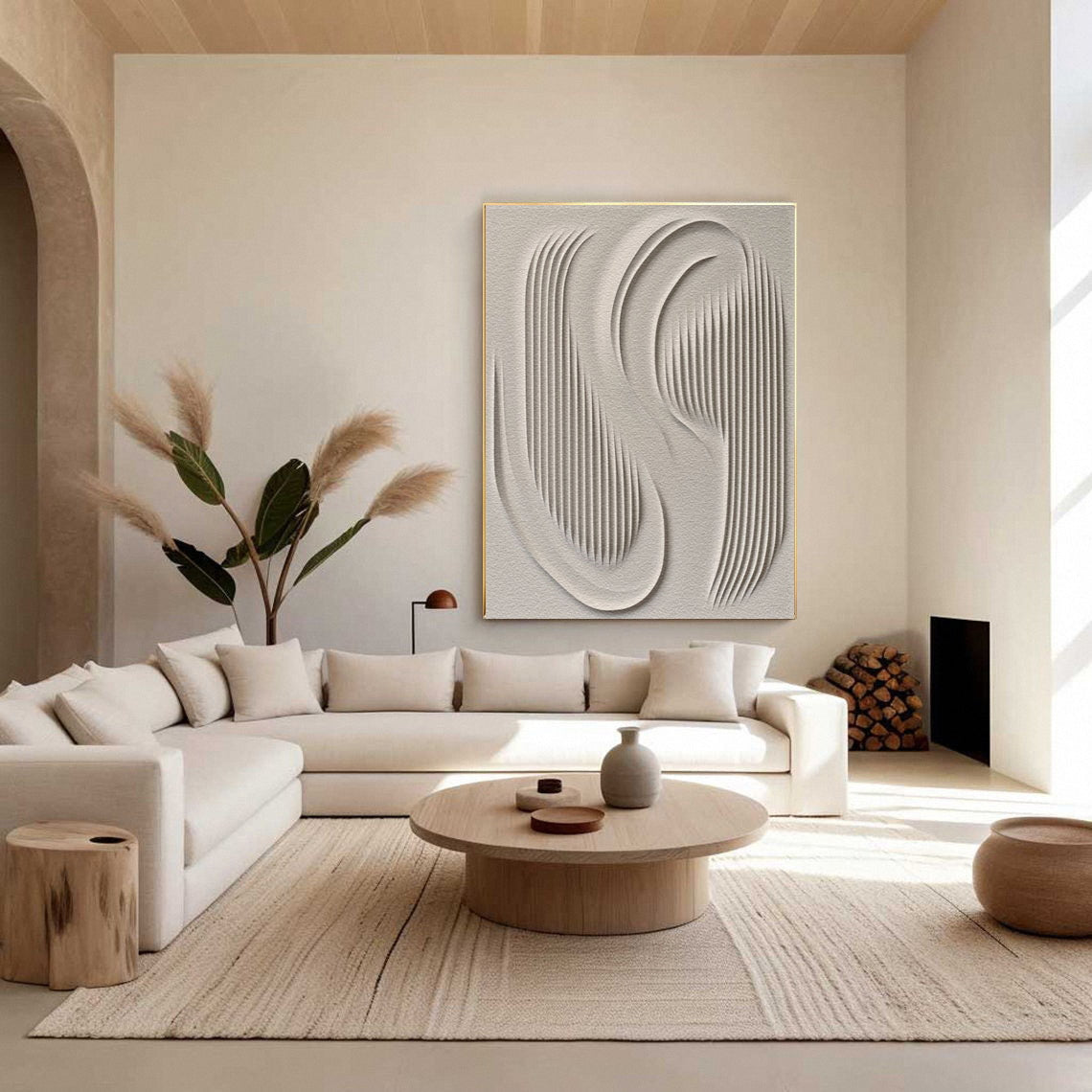 Whispering Lines: Sculptural White Wall Art