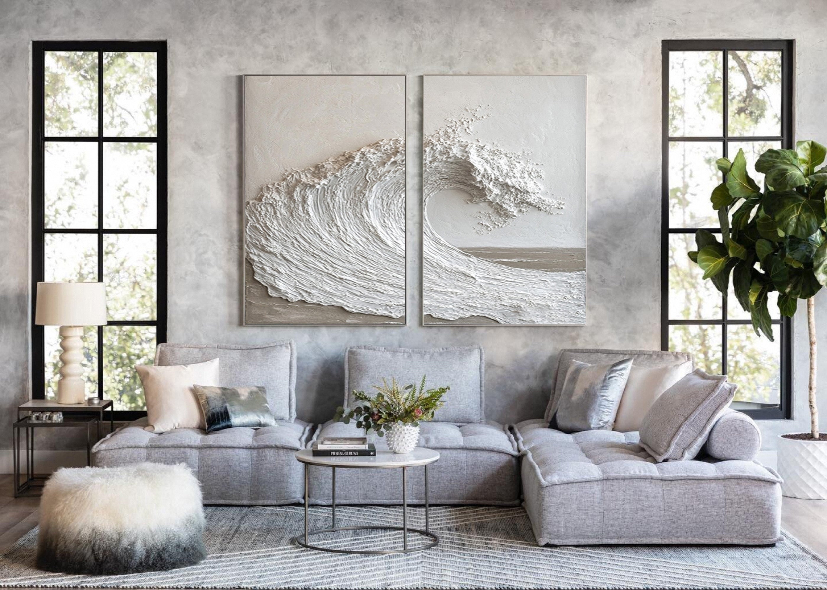 Serenity Waves: Dual Panel Art