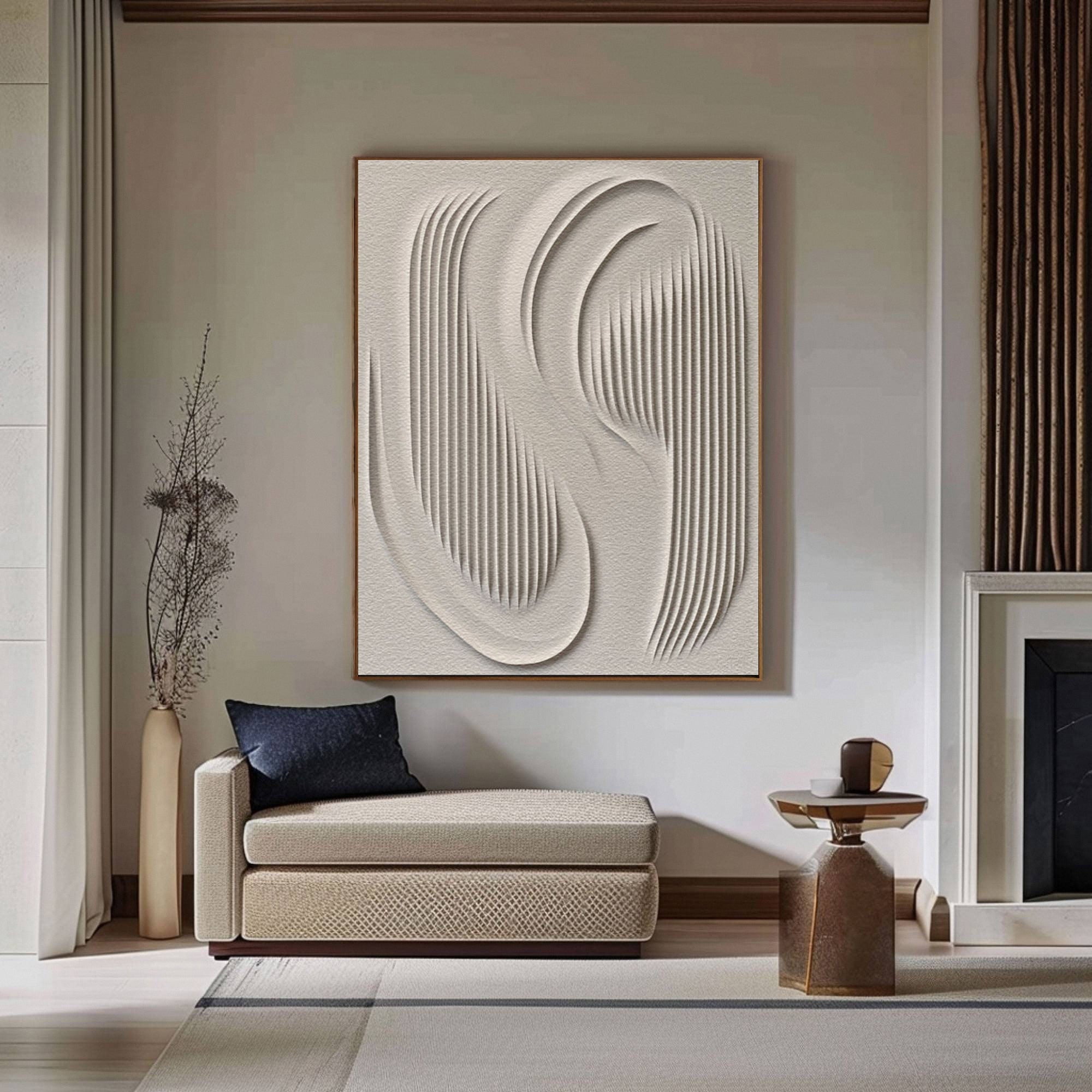 Whispering Lines: Sculptural White Wall Art