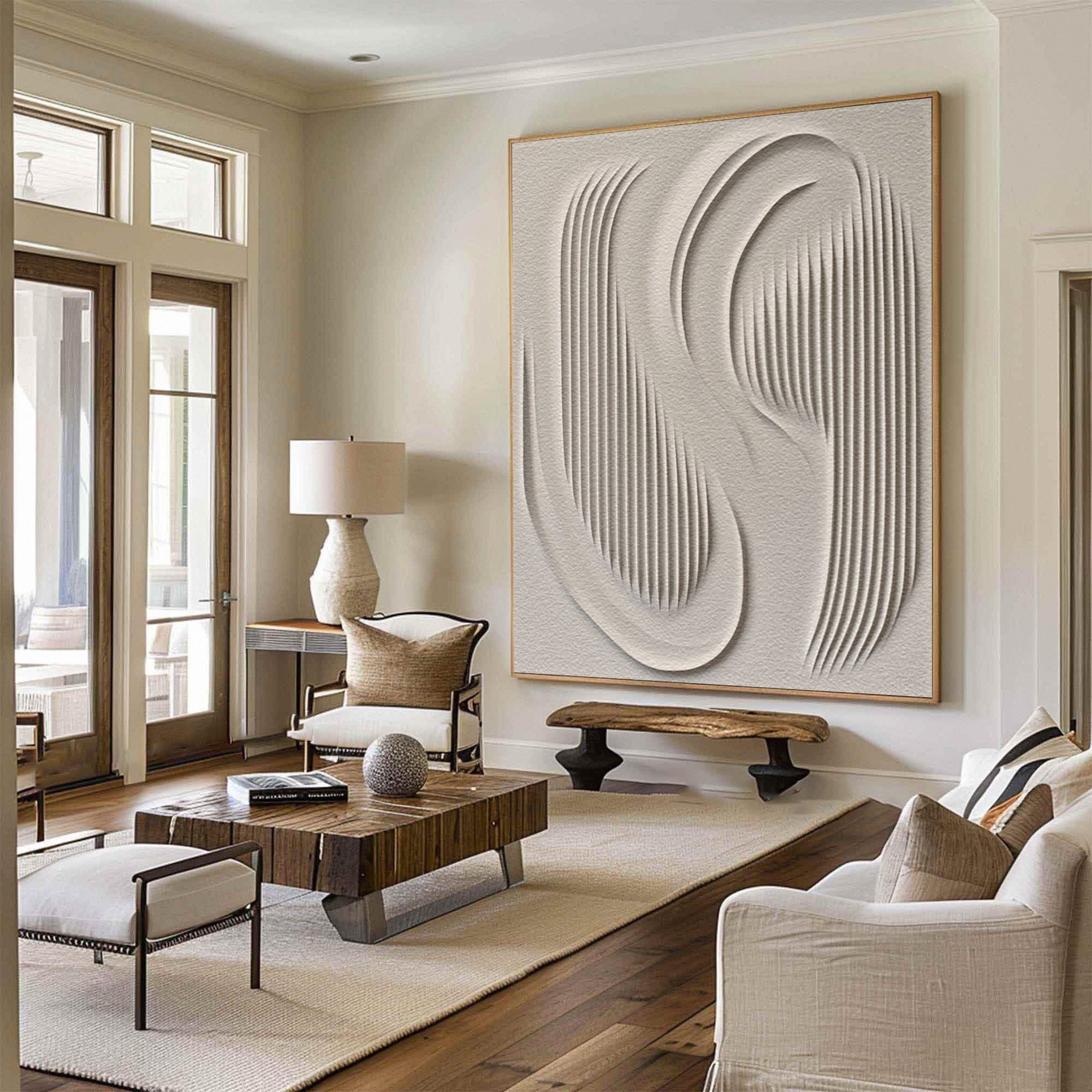 Whispering Lines: Sculptural White Wall Art