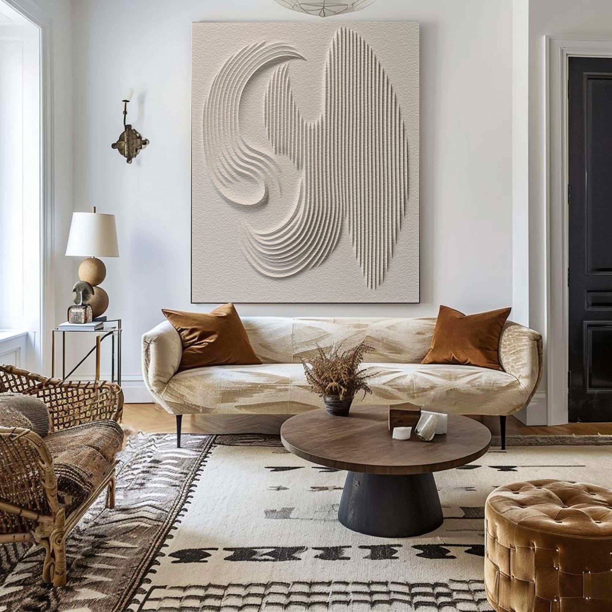 Whispering Lines: Sculptural White Wall Art