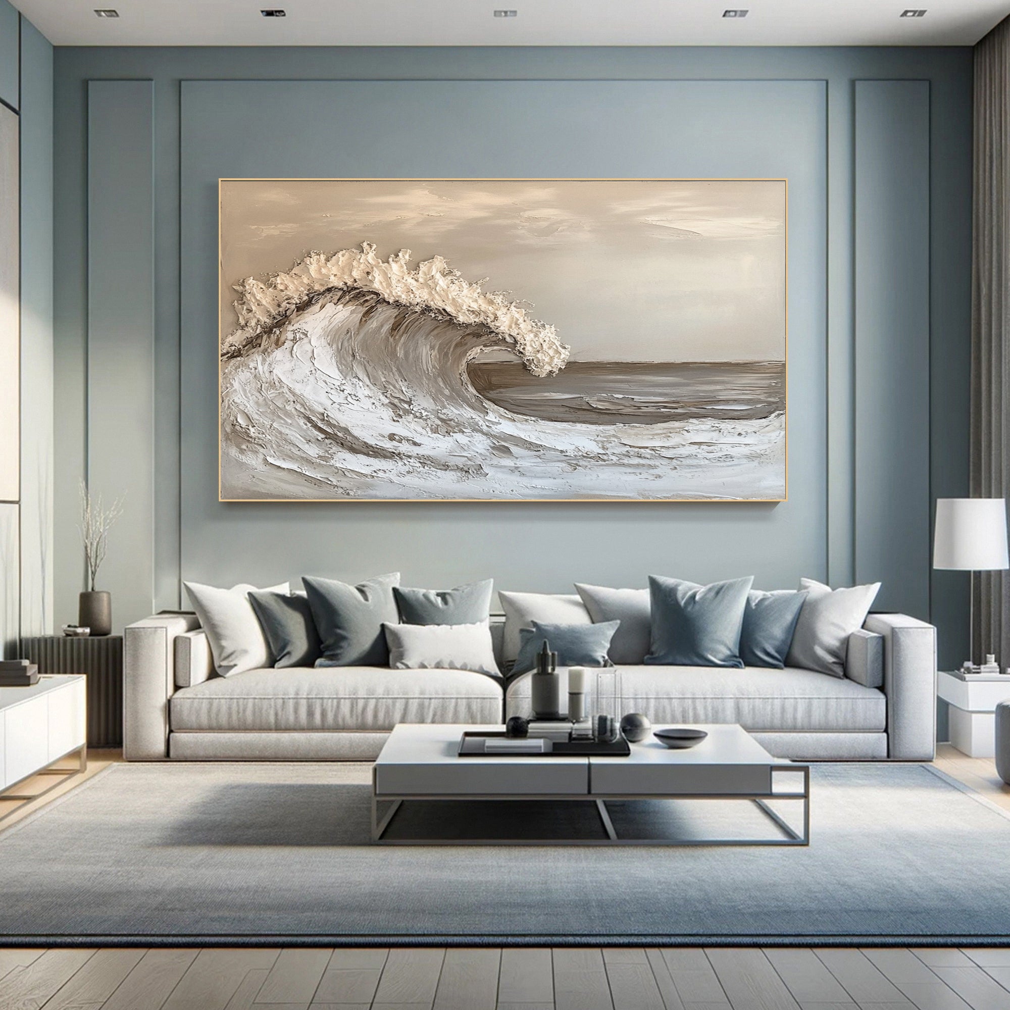 Tidal Harmony: Earthy Textured Wave Art in Neutral Tones